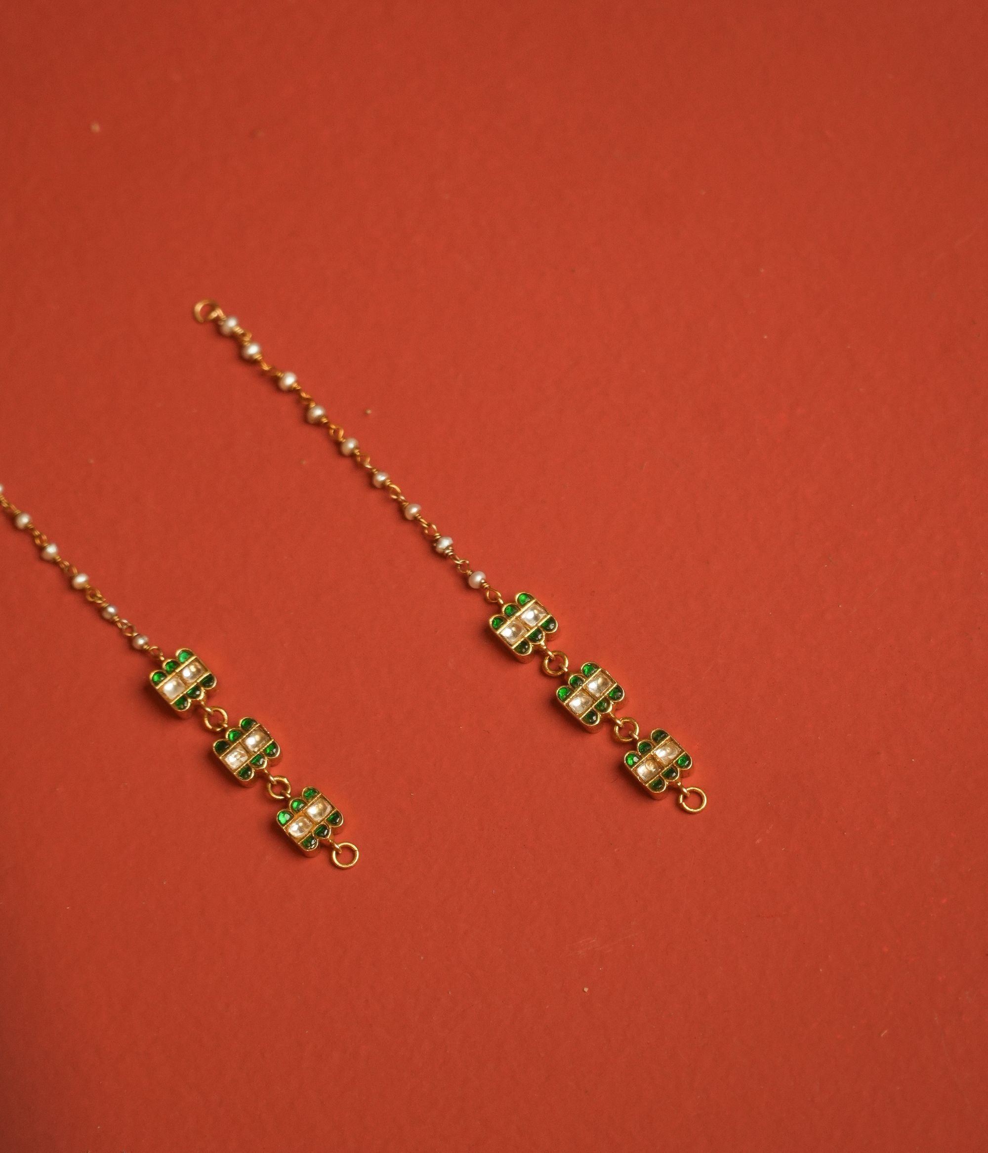 Emerald Bloom Ear Chain