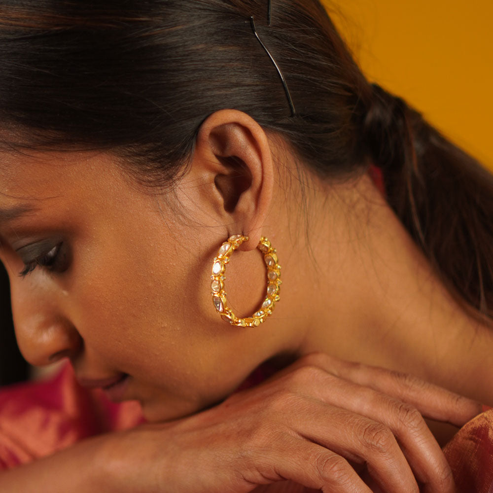92.5 Sterling Silver Crossandra earrings Gold Plated