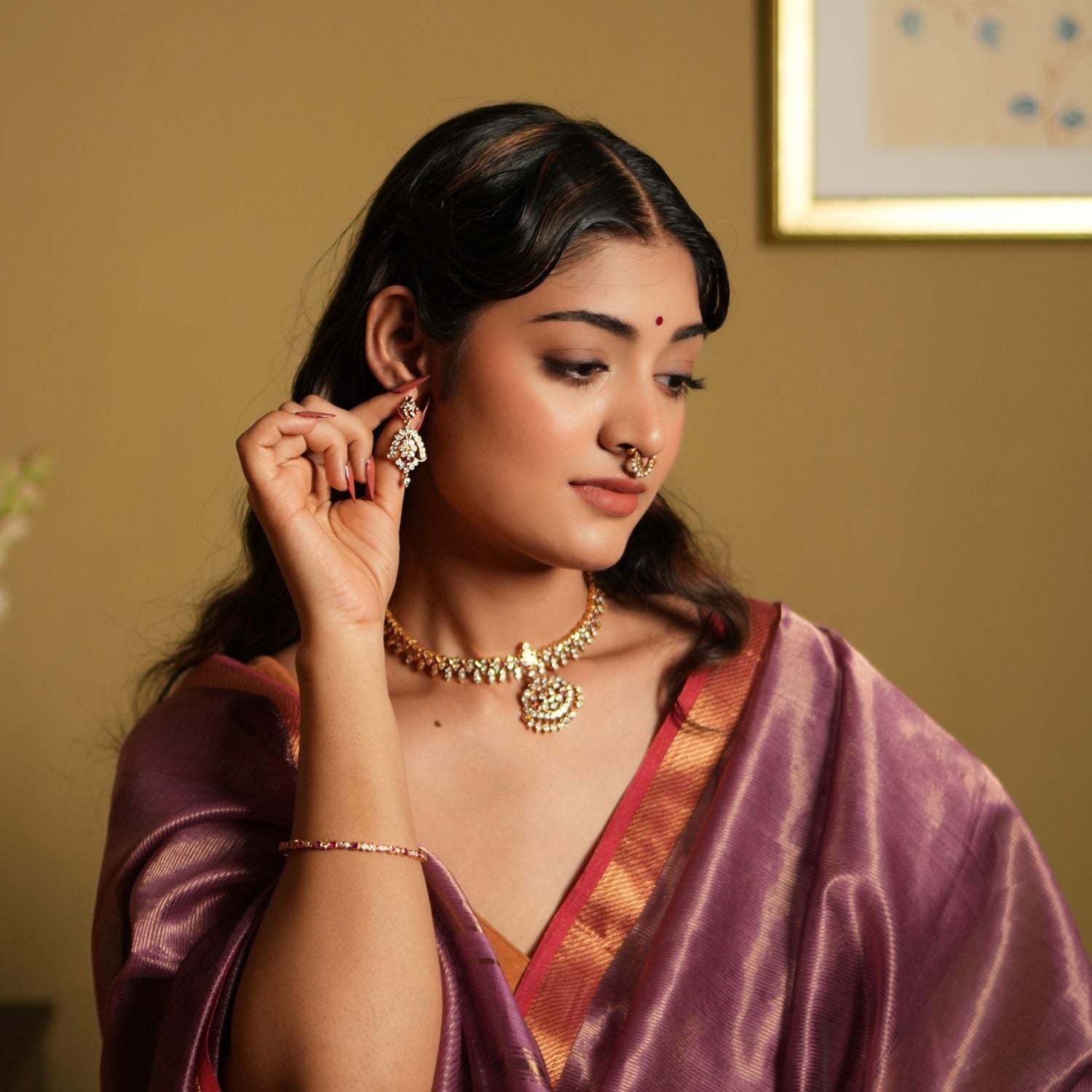 Aadeah Earrings in 92.5 Sterling Silver with Pink Cut Stones and Swarovski