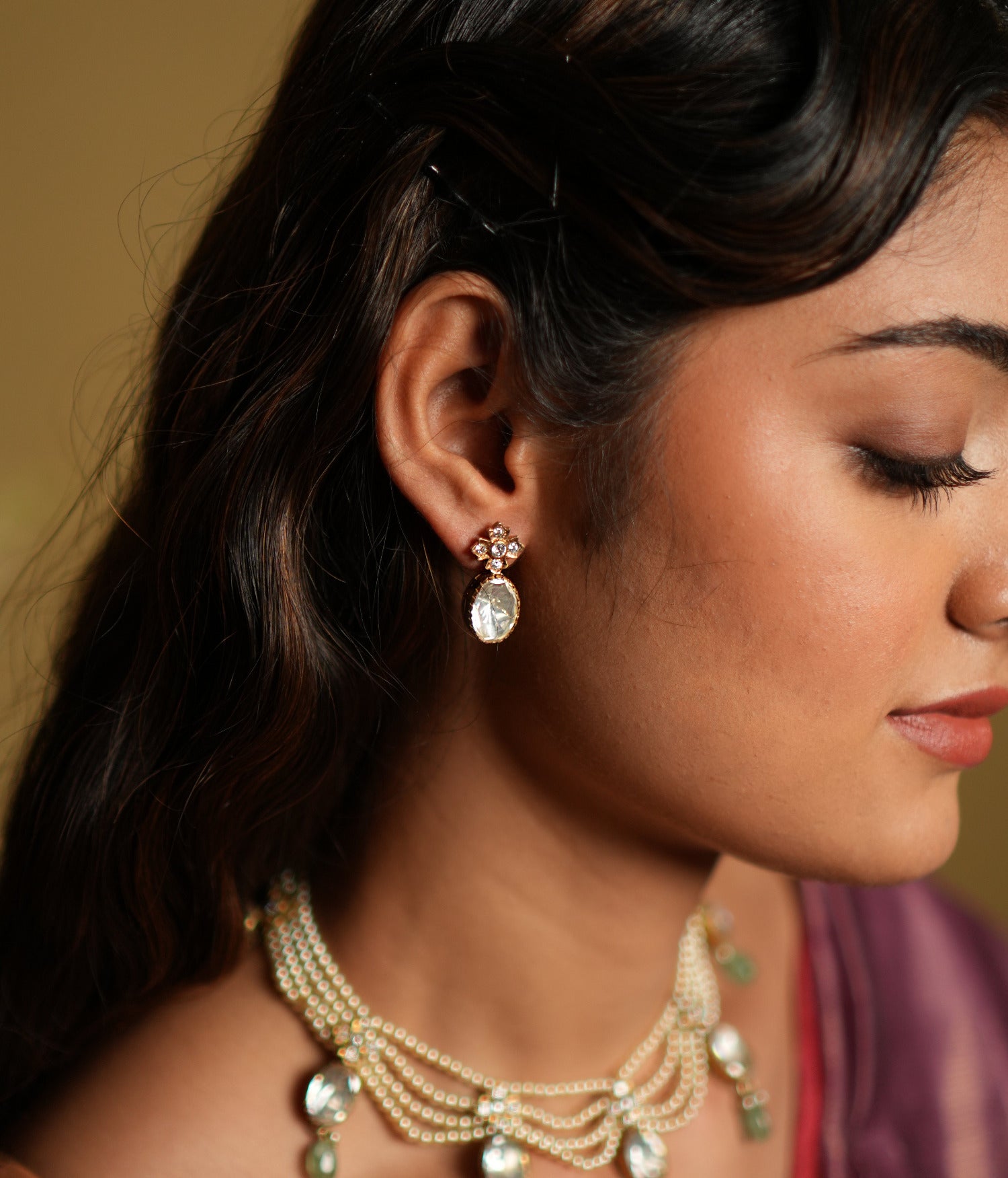 Handcrafted Moissanite Polki silver earrings by DivasMantra