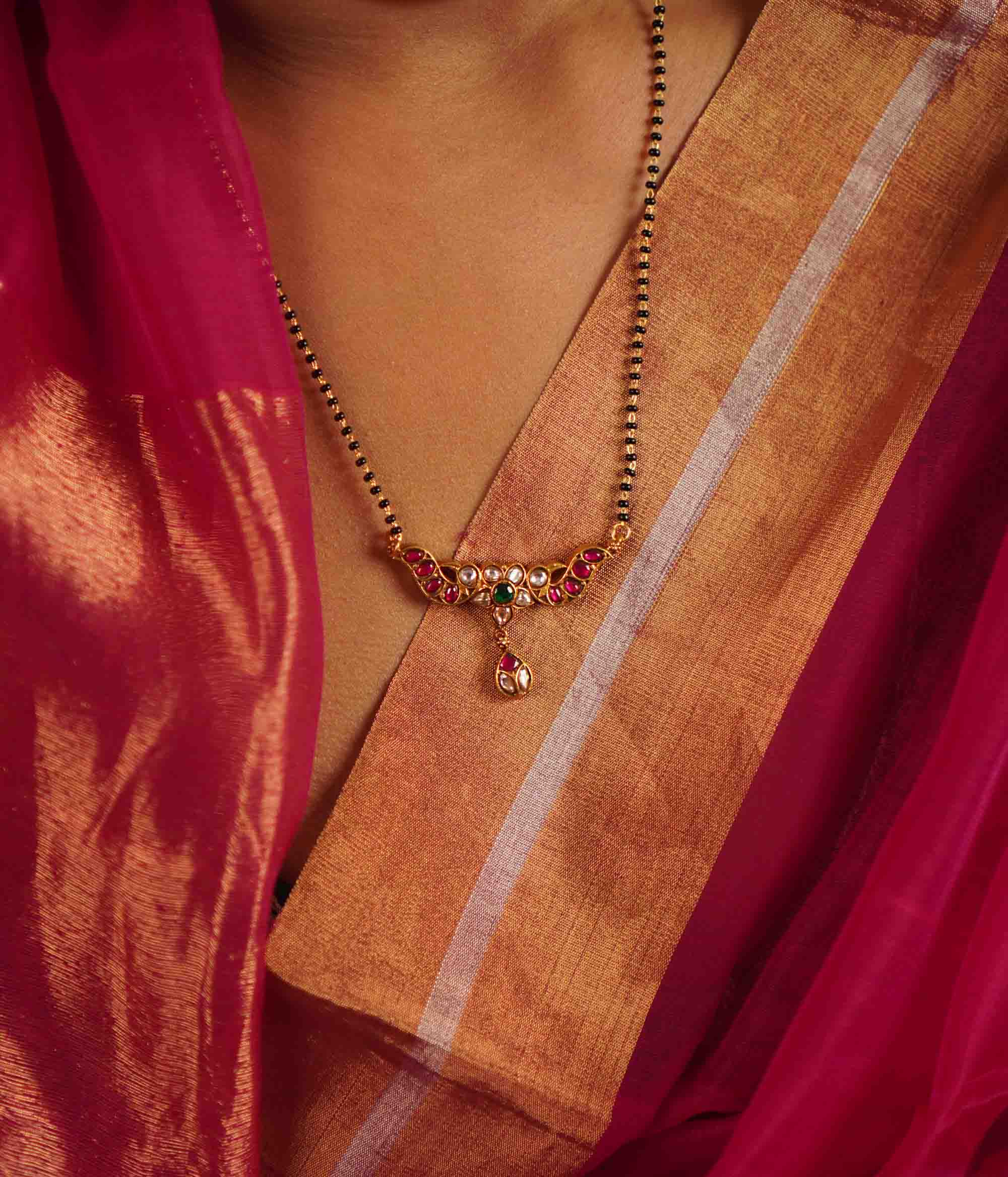 Elegant mangalsutra with colorful kundan stones by DivasMantra