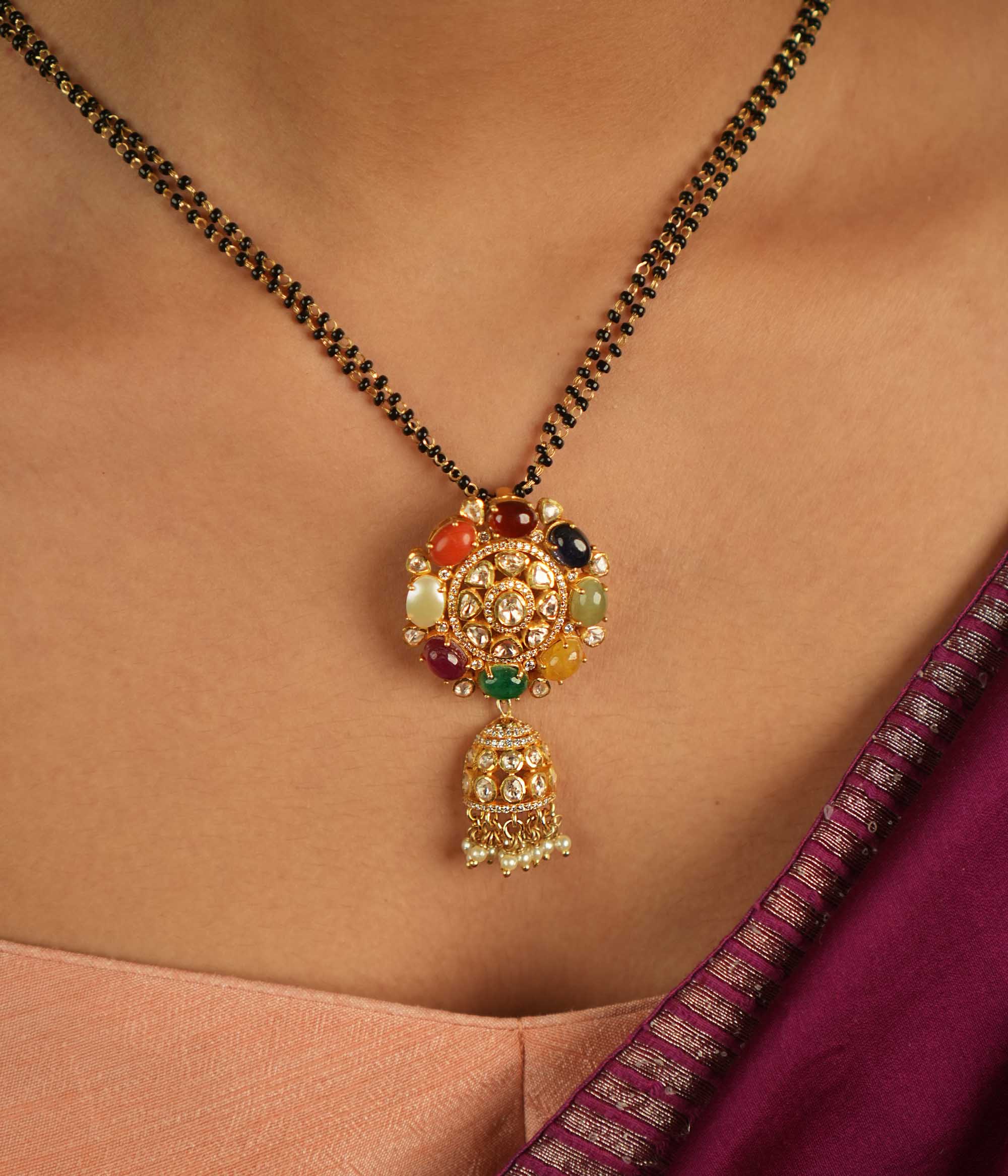 DivasMantra handcrafted silver pendant with pearl detailing