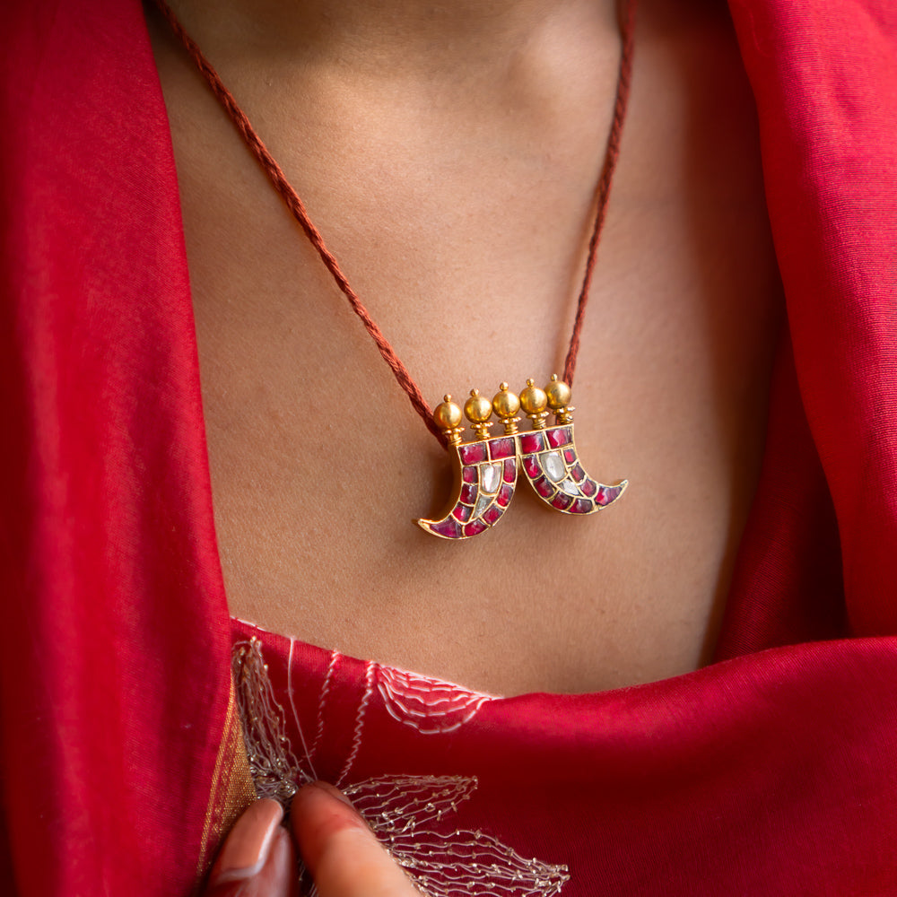 Dual hook design silver pendant handcrafted by DivasMantra