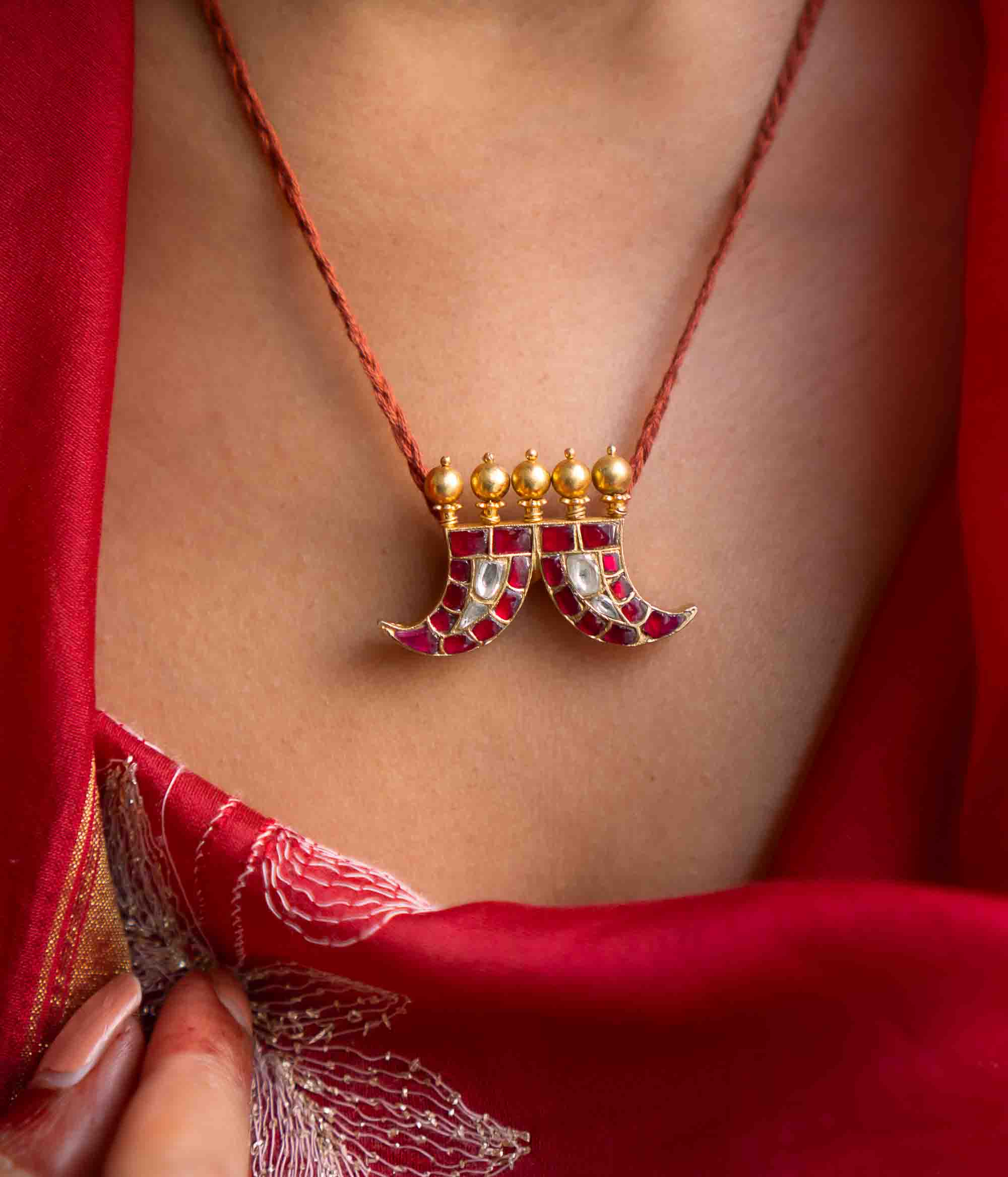 DivasMantra silver pendant for ethnic and festive styling