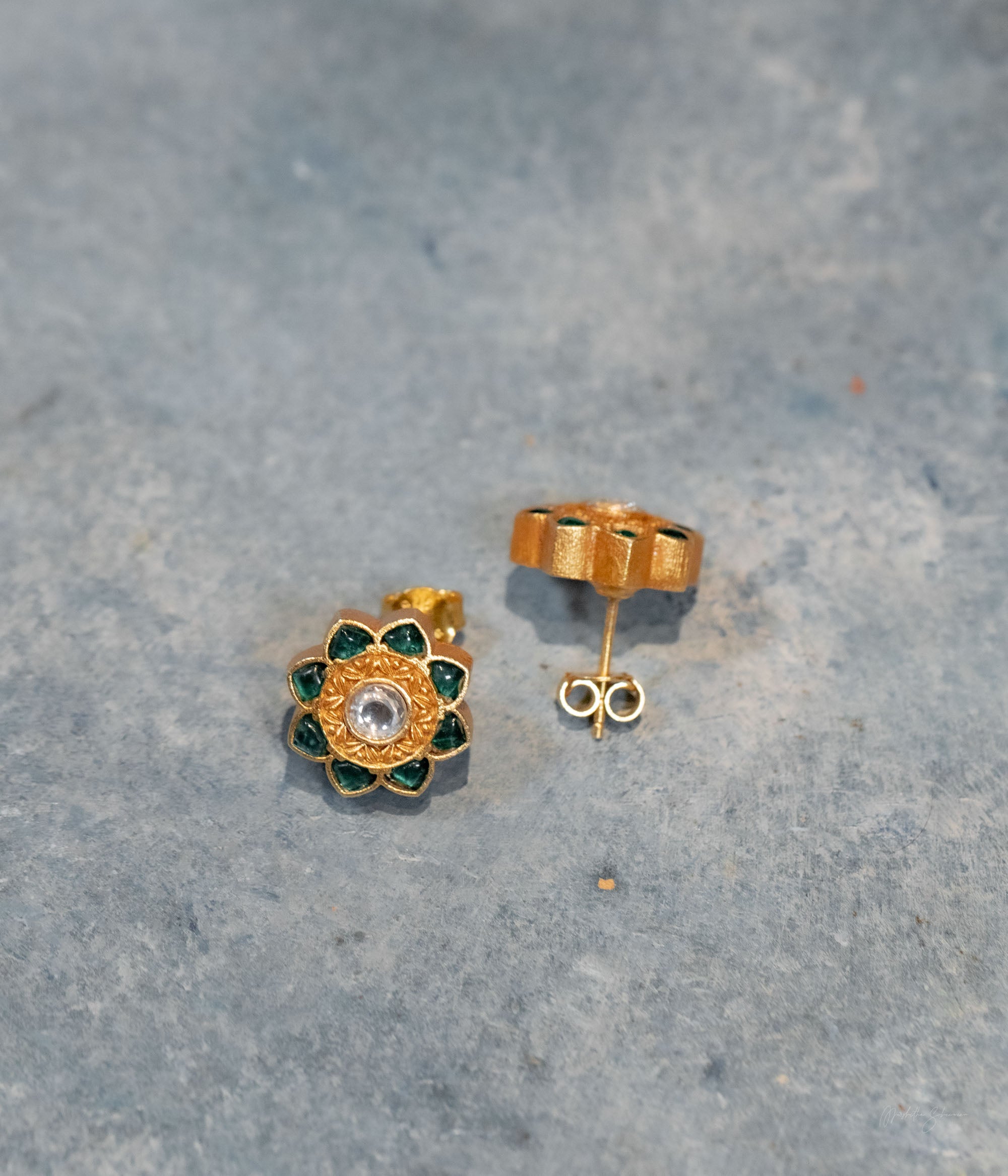Authentic South Indian silver kundan earrings