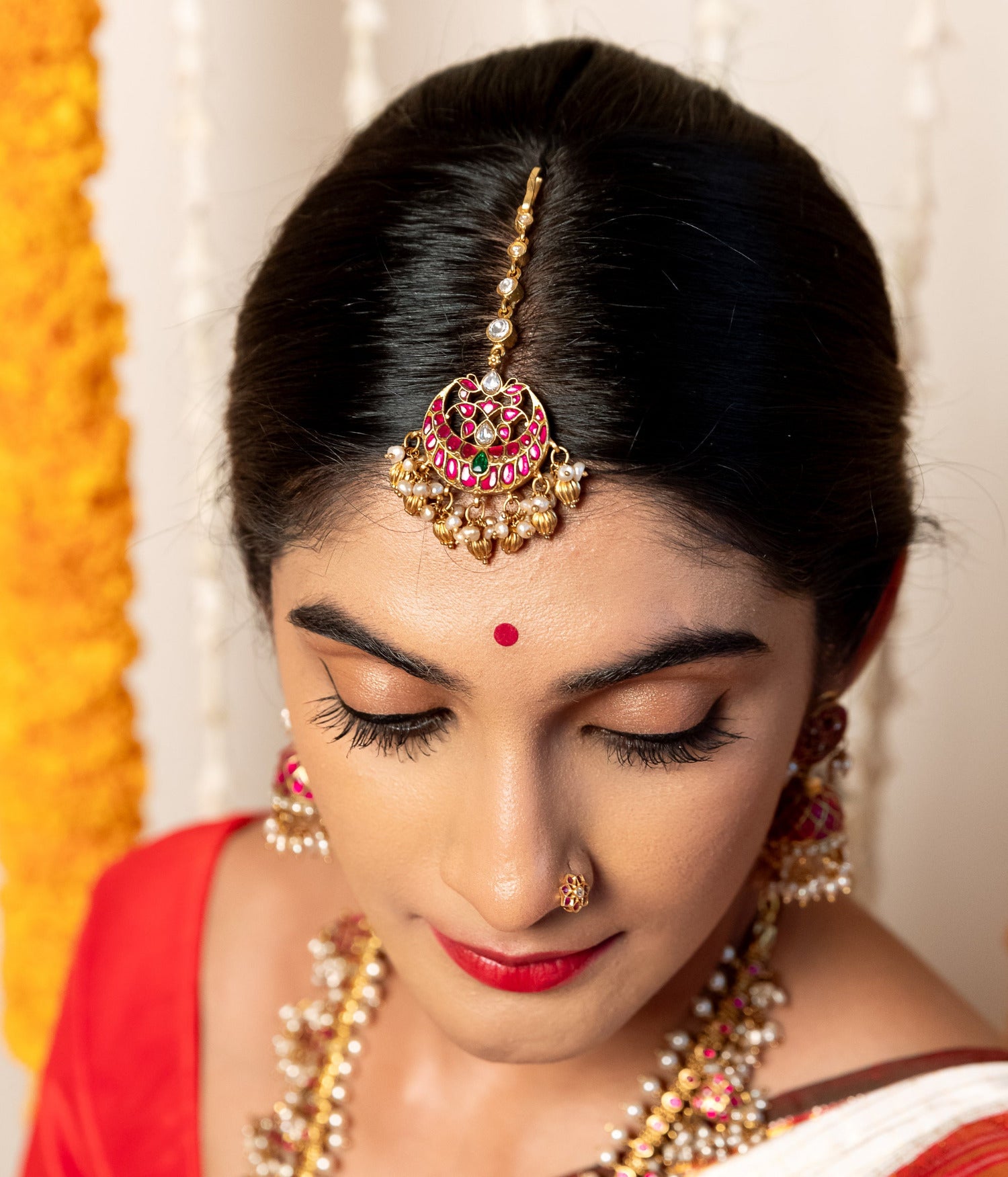 Adhira handmade silver bridal maangtika with Kundan stones Chennai