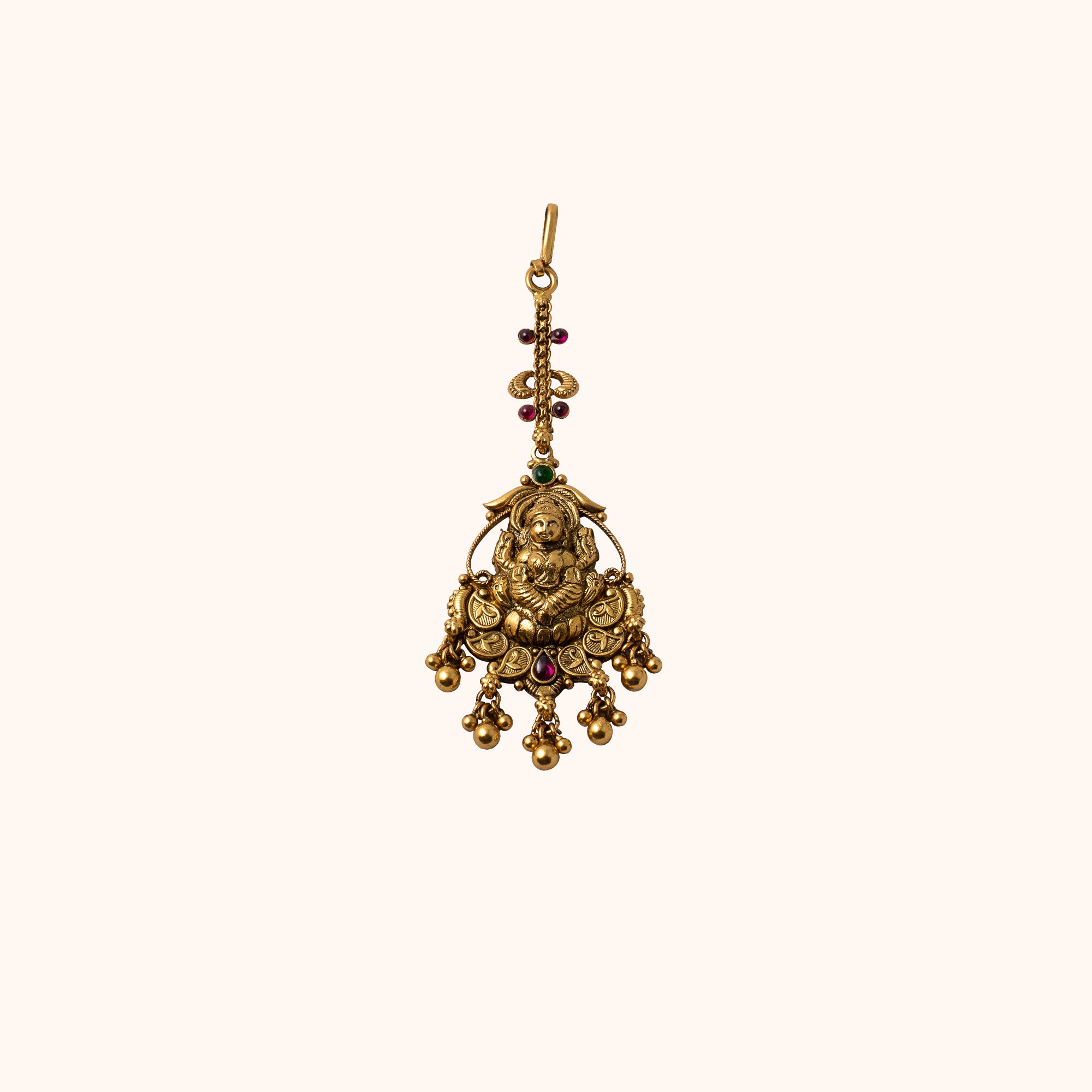 92.5 Sterling Silver Adyata Lakshmi Antique Nakshi Tikka Gold Plated