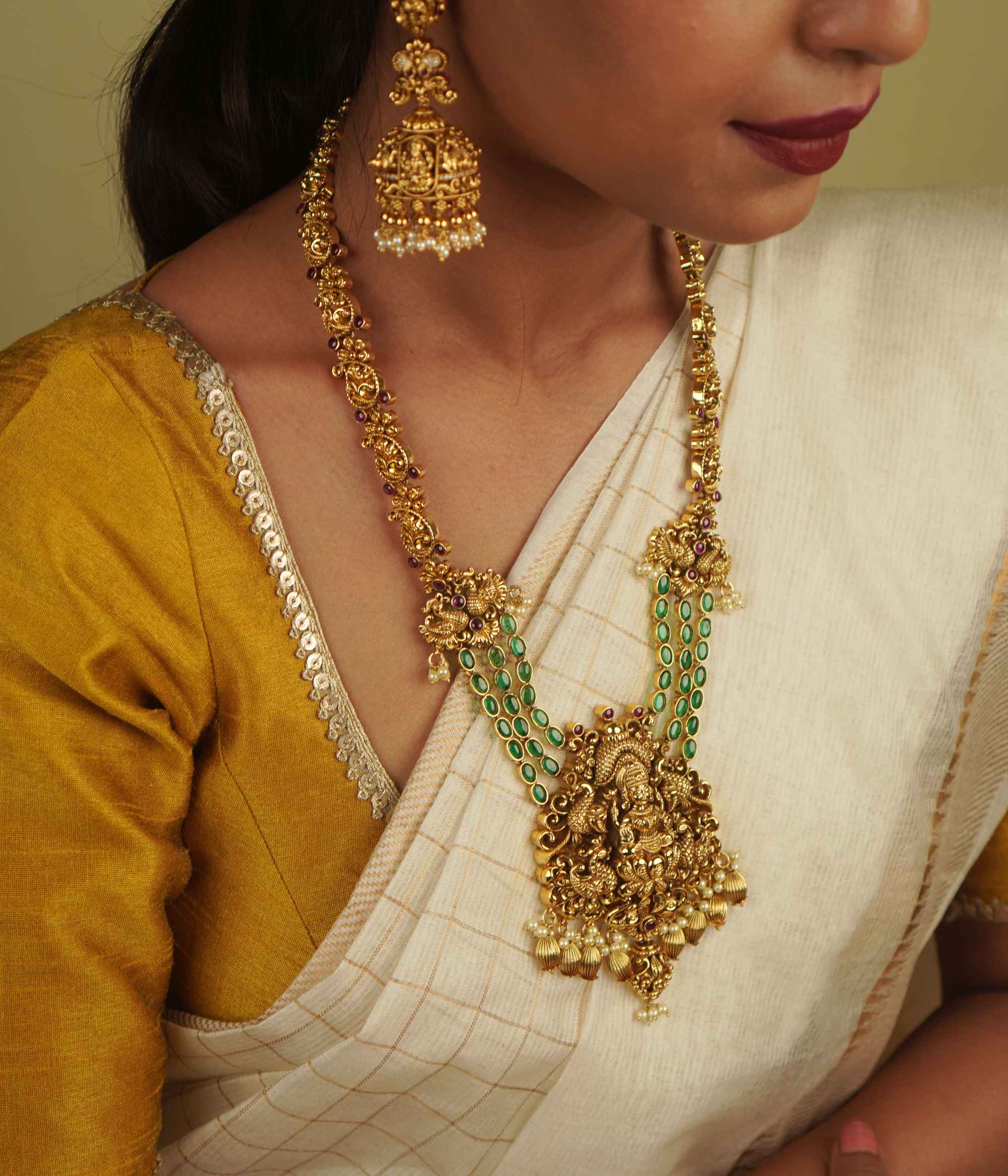 Traditional South Indian silver necklace for bridal wear Chennai