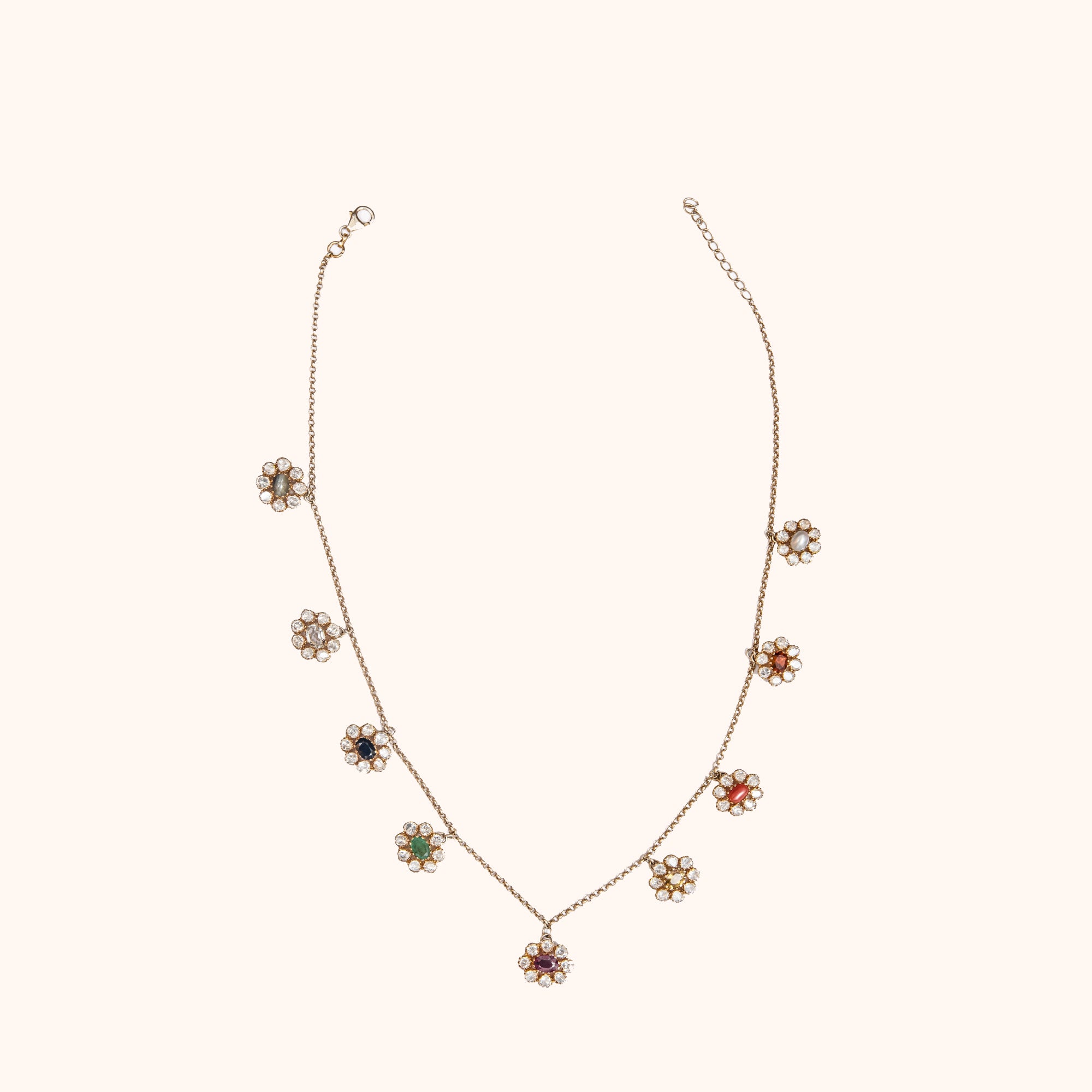 Aivaa handmade Navratna silver necklace for festive wear