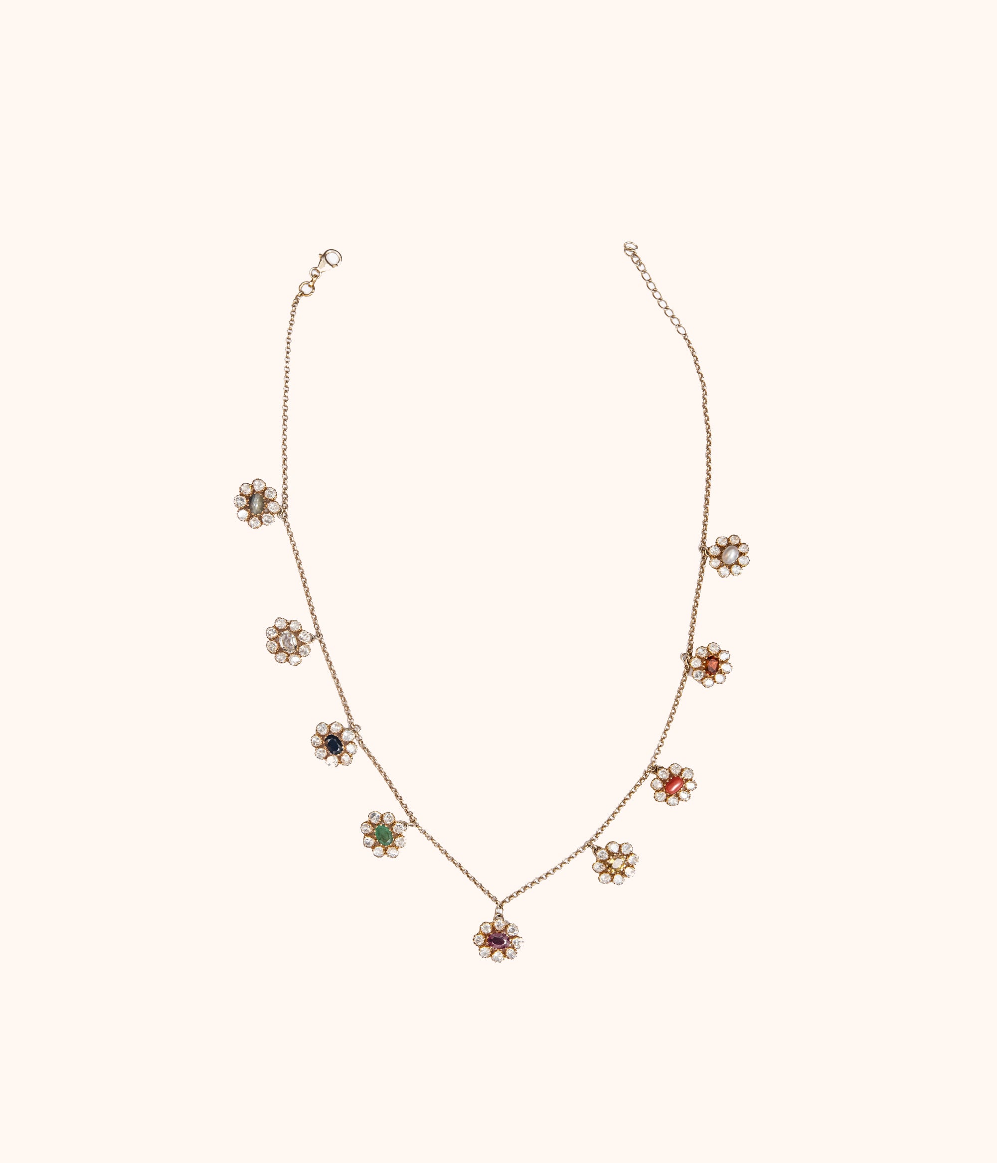 Aivaa sterling silver chain with spiritual Navratna gems