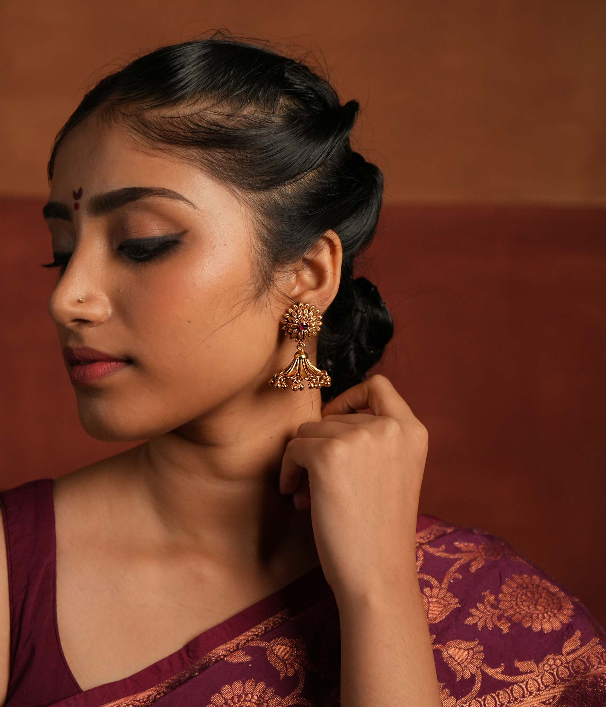 Silver and gold plated screw-back earrings for women in Chennai