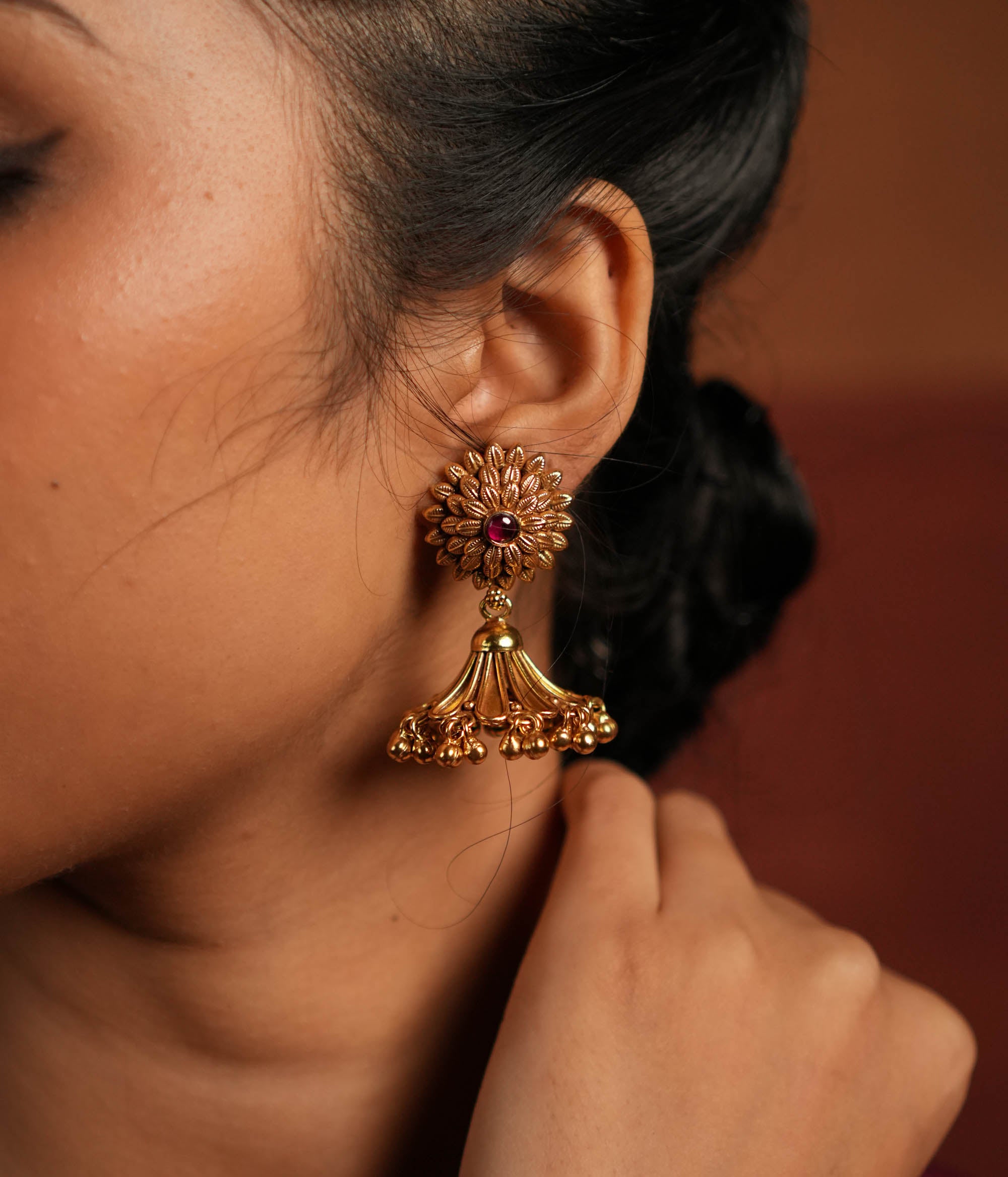 Silver and gold plated screw-back earrings for women in Chennai