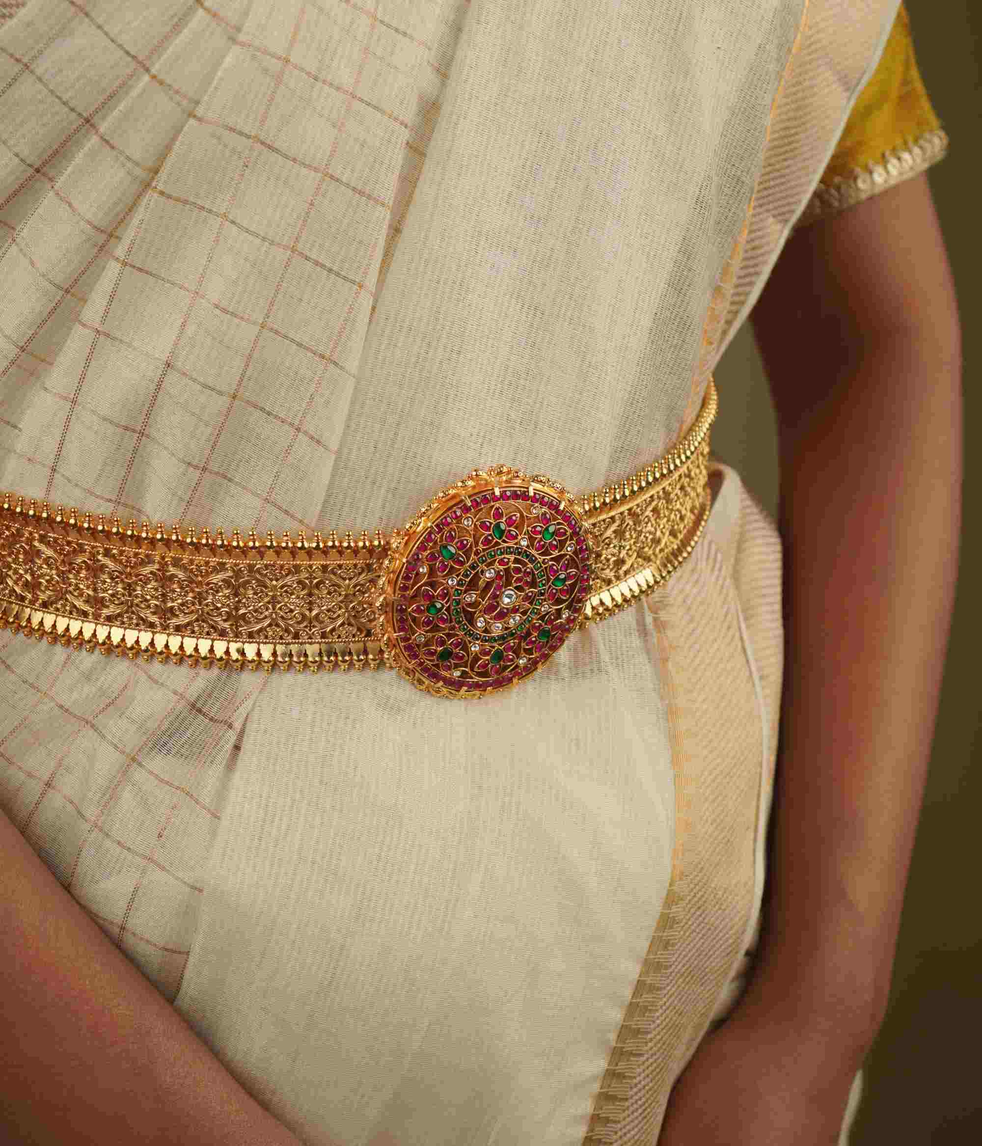 Traditional handcrafted silver waist belt from Chennai