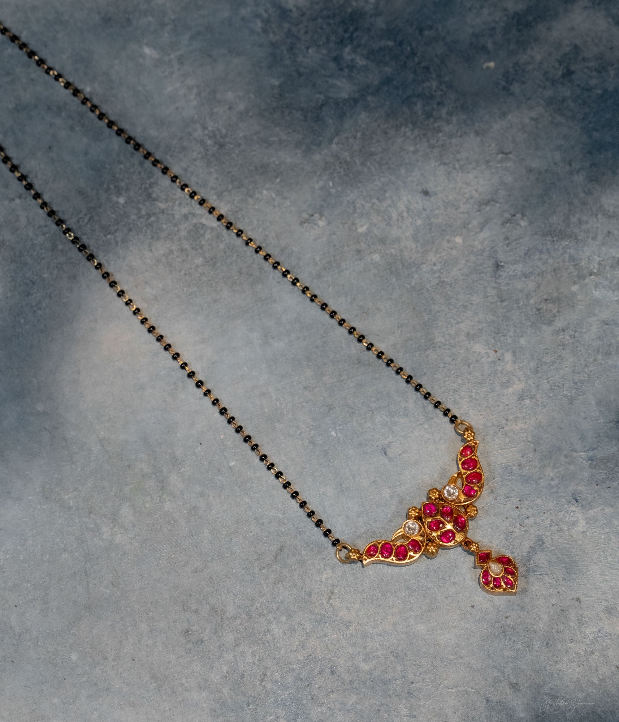 Traditional gold-plated kundan mangalsutra pendant by DivasMantra