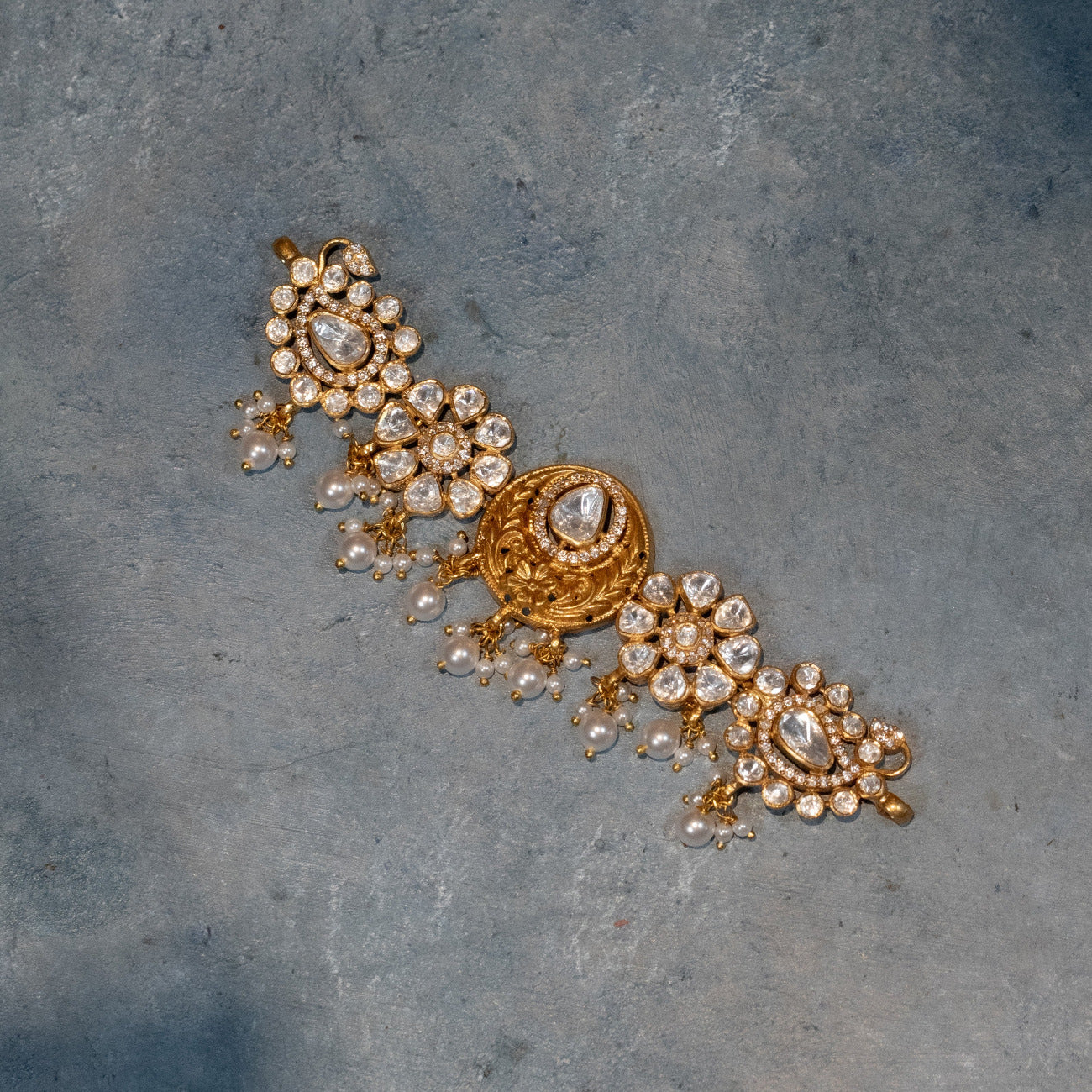 Amu Polki Choker handmade silver necklace with pearls