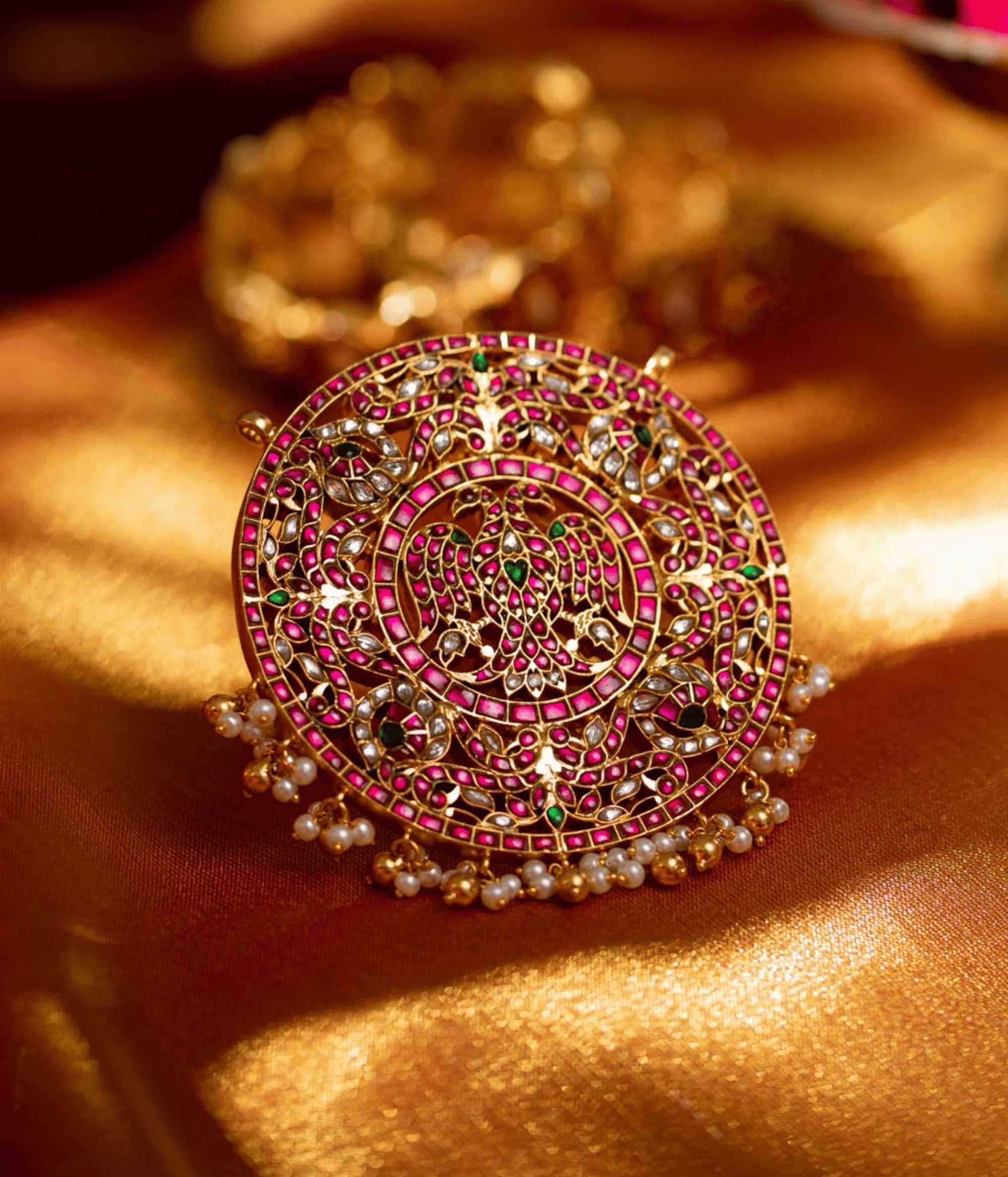 Abani Kundan Pendant in sterling silver with pearls and Kundan stones – DivasMantra handcrafted jewelry