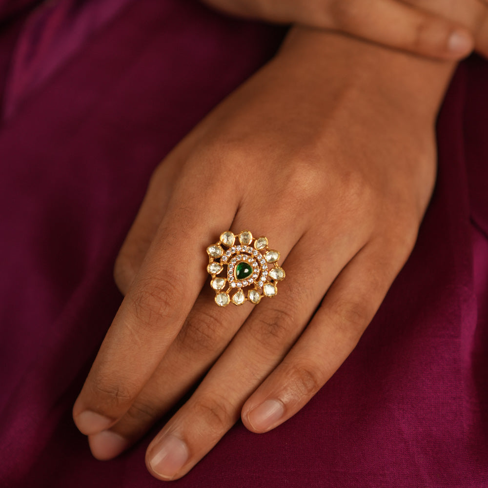 Handmade Antara ring with green Spinel stone,