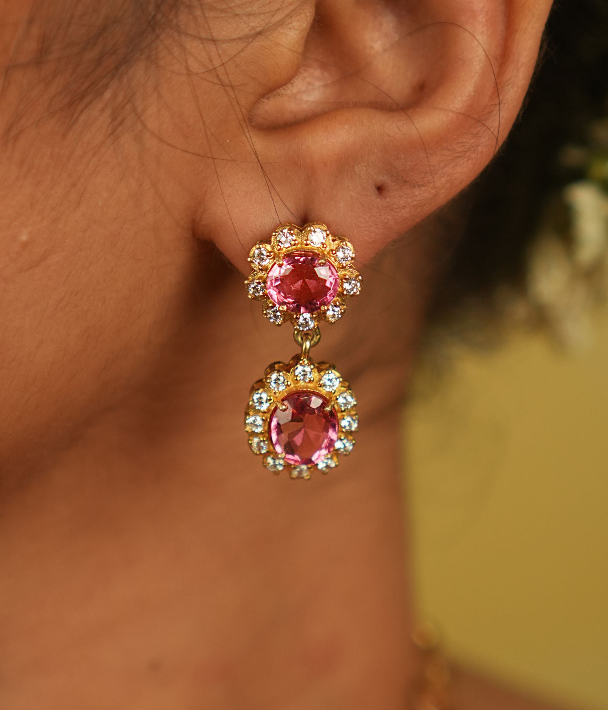 Side view of Atreyi Polki earrings in silver