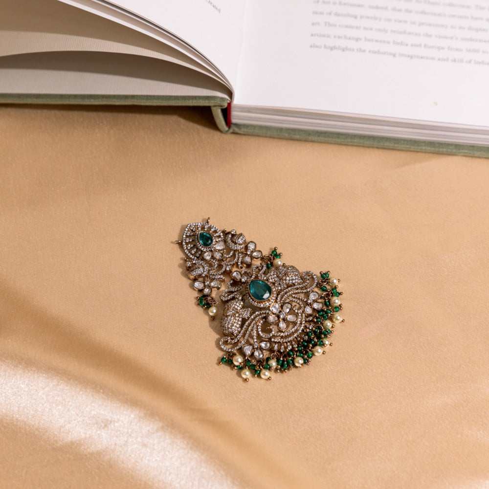 Elephant motif silver pendant with CZ and pearl details