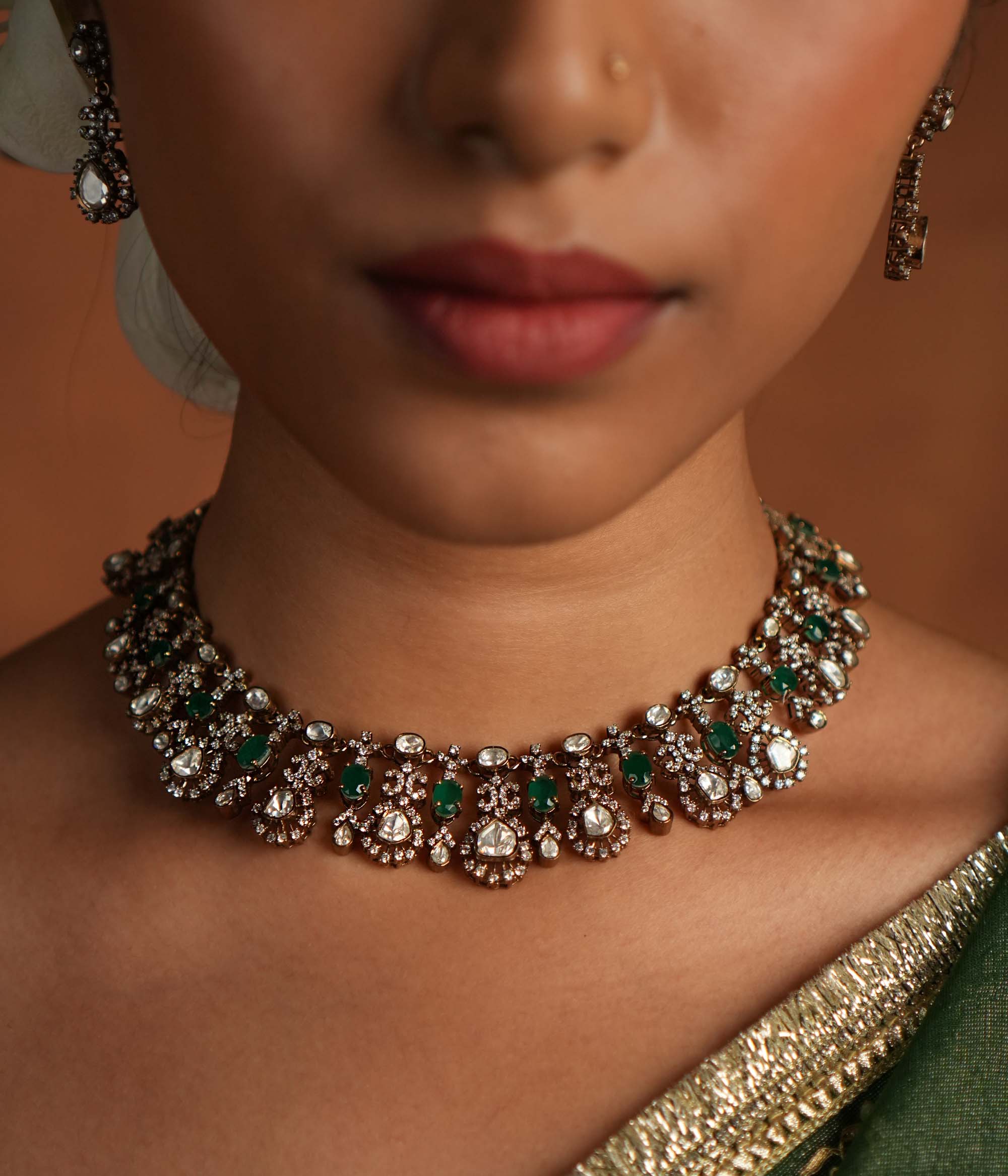 Handcrafted Ava Choker necklace with Victorian gold finish