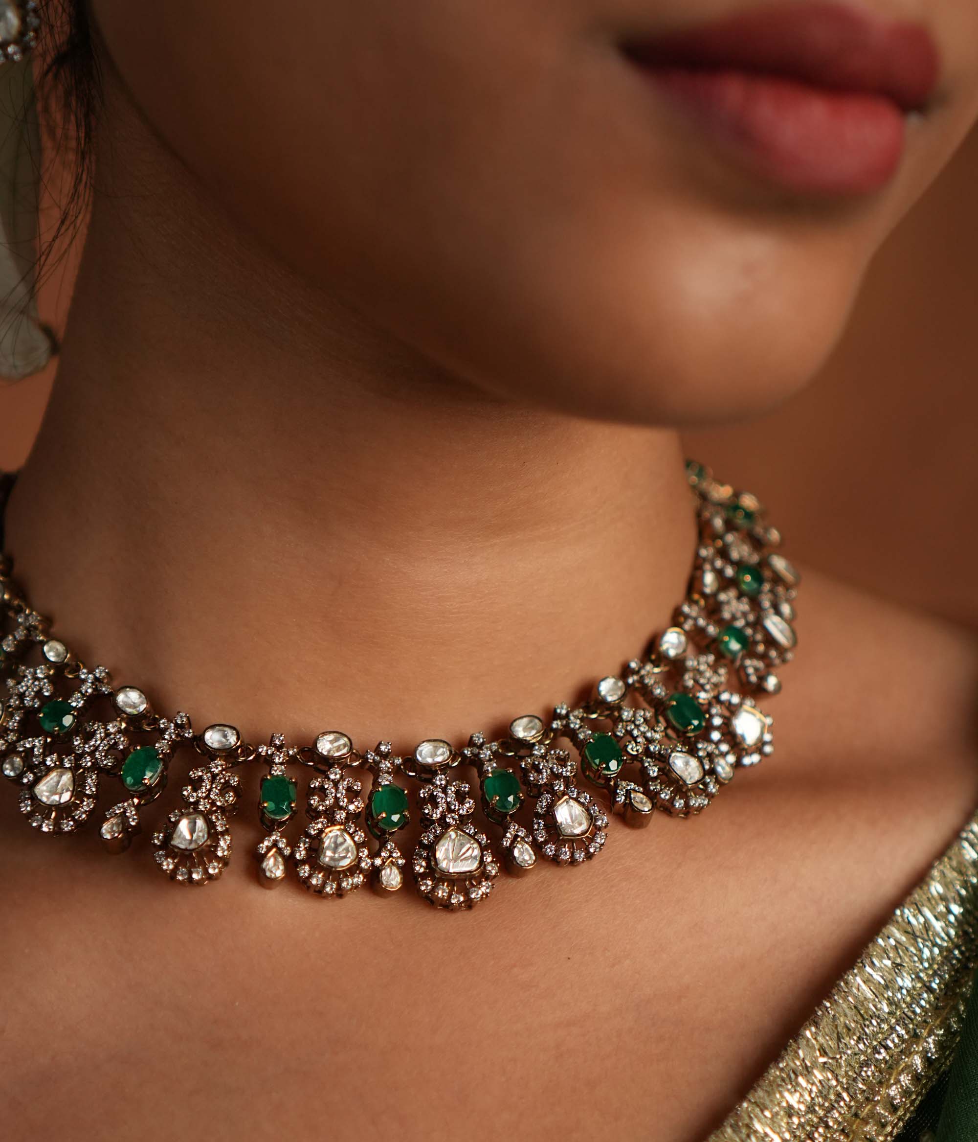 Ava Choker with CZ and Polki stones – bridal jewelry in Chennai