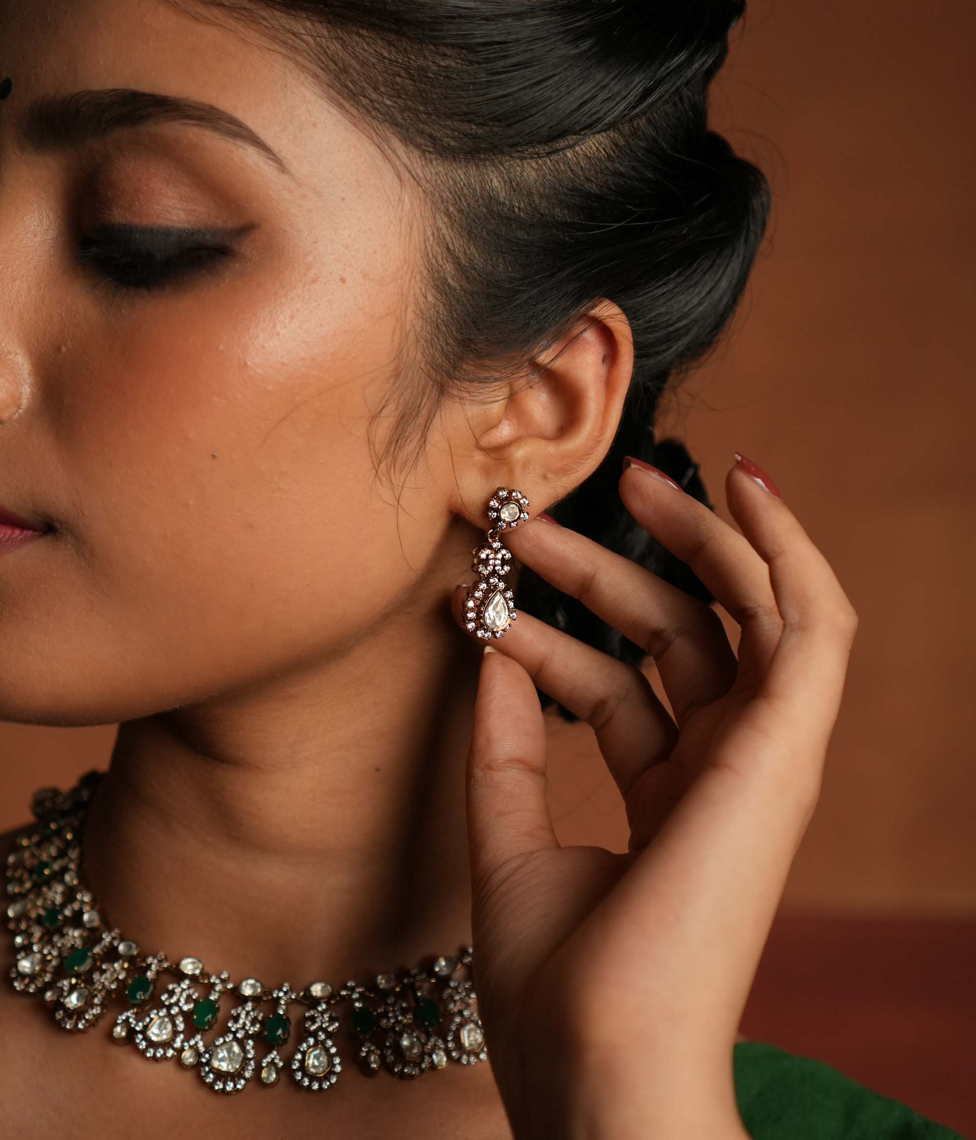 Ava Victorian earrings in antique gold plated silver.