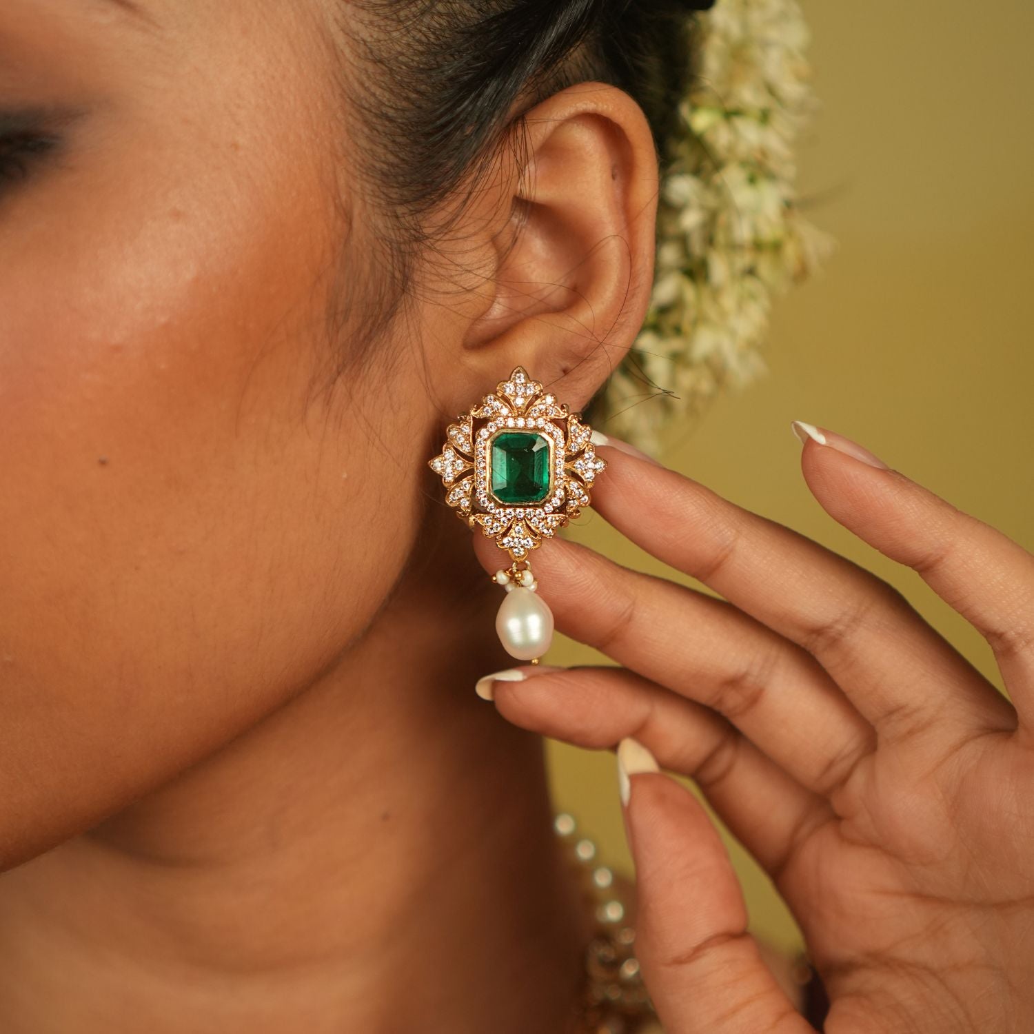Antique finish 92.5 silver Avni earrings handcrafted in Chennai