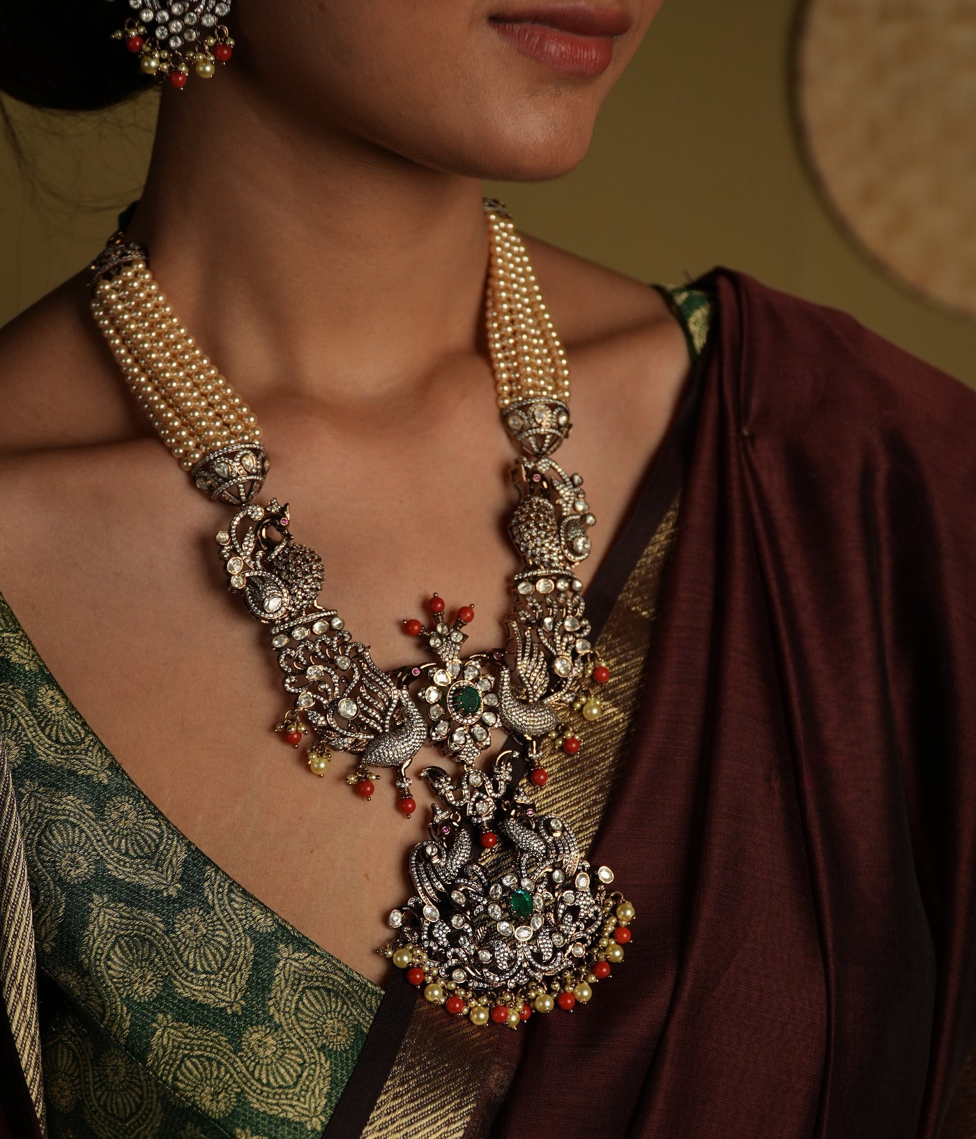 Handcrafted Bridal Necklace in Sterling Silver from Chennai