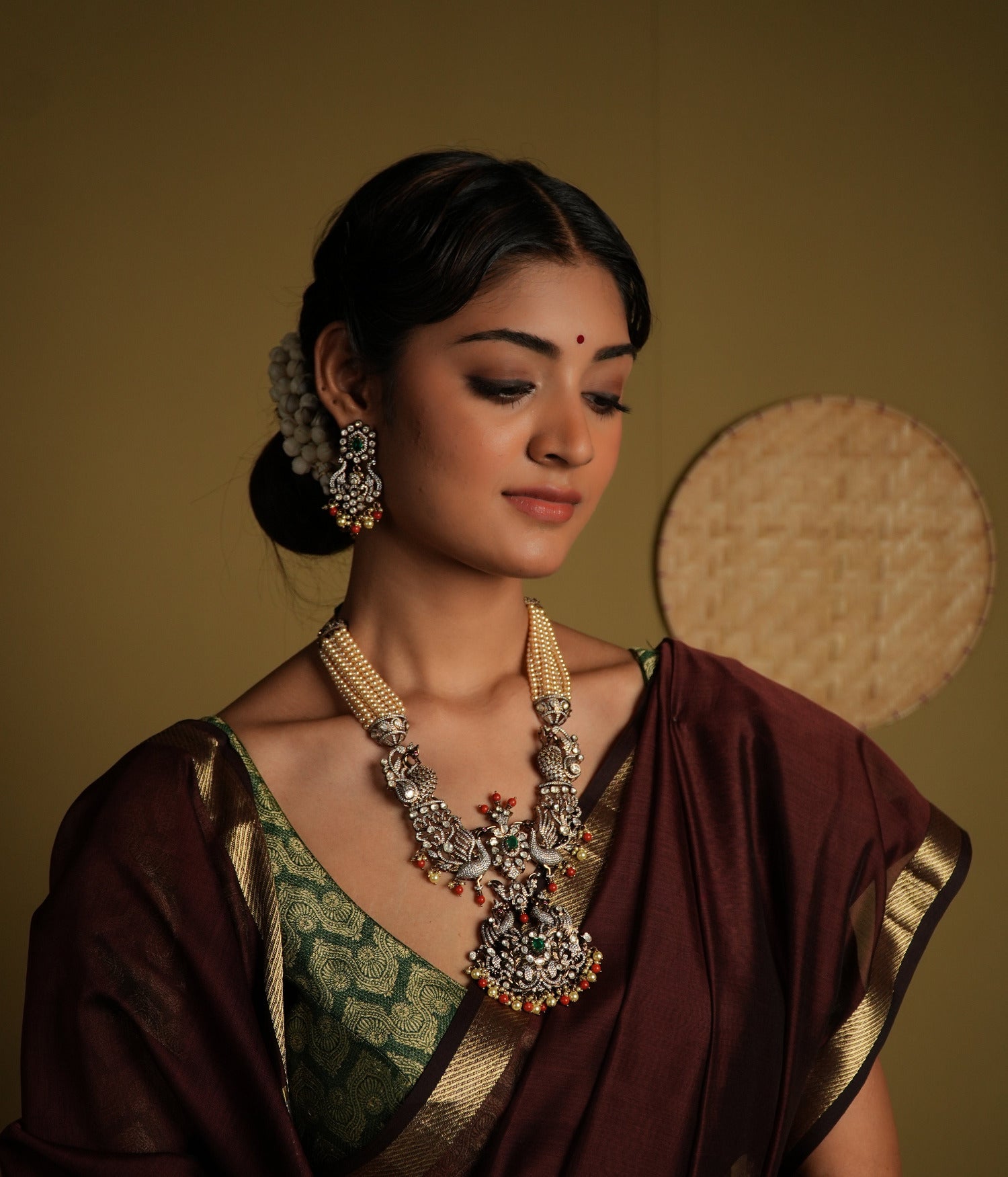 Side View of Baidehi Moissanite Necklace – Handcrafted Luxury in Silver