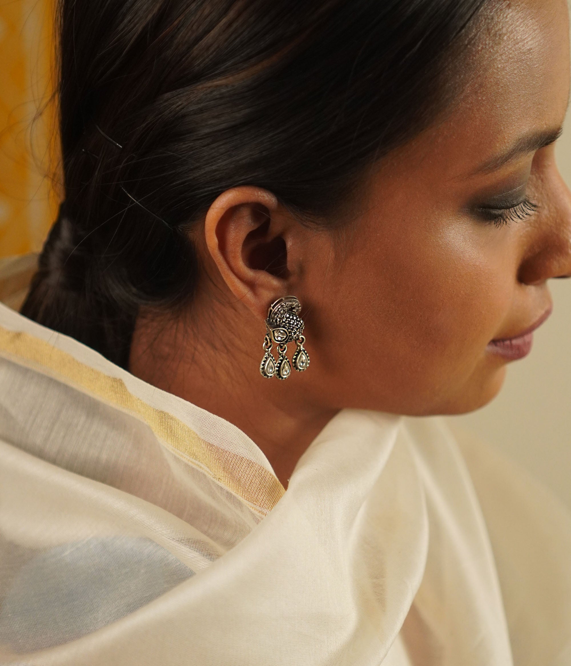 Sacred floral geometry earrings in oxidised silver