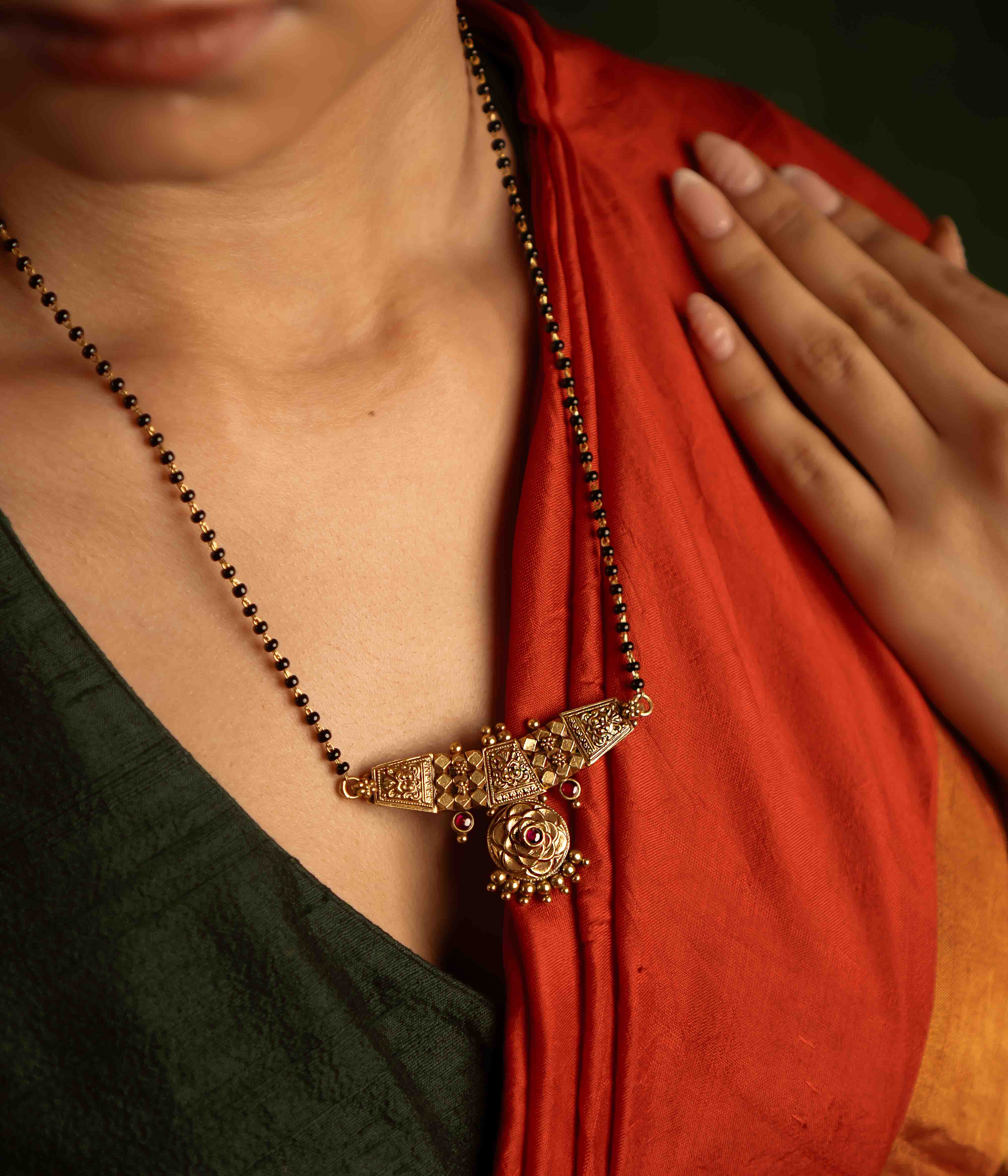 Gold Plated Traditional Mangalsutra with Kundan Pendant
