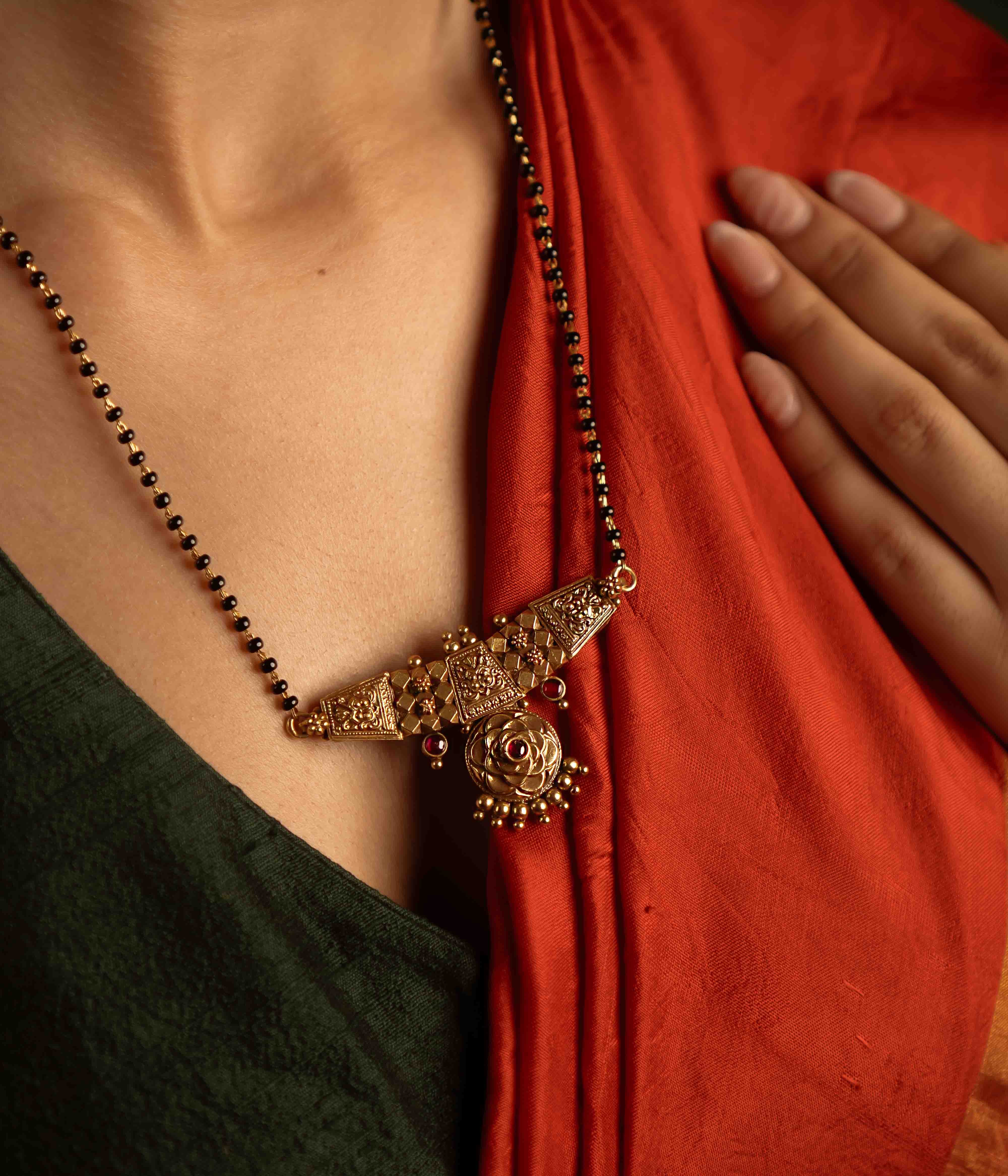 Handmade Silver Mangalsutra with 22ct Gold Finish