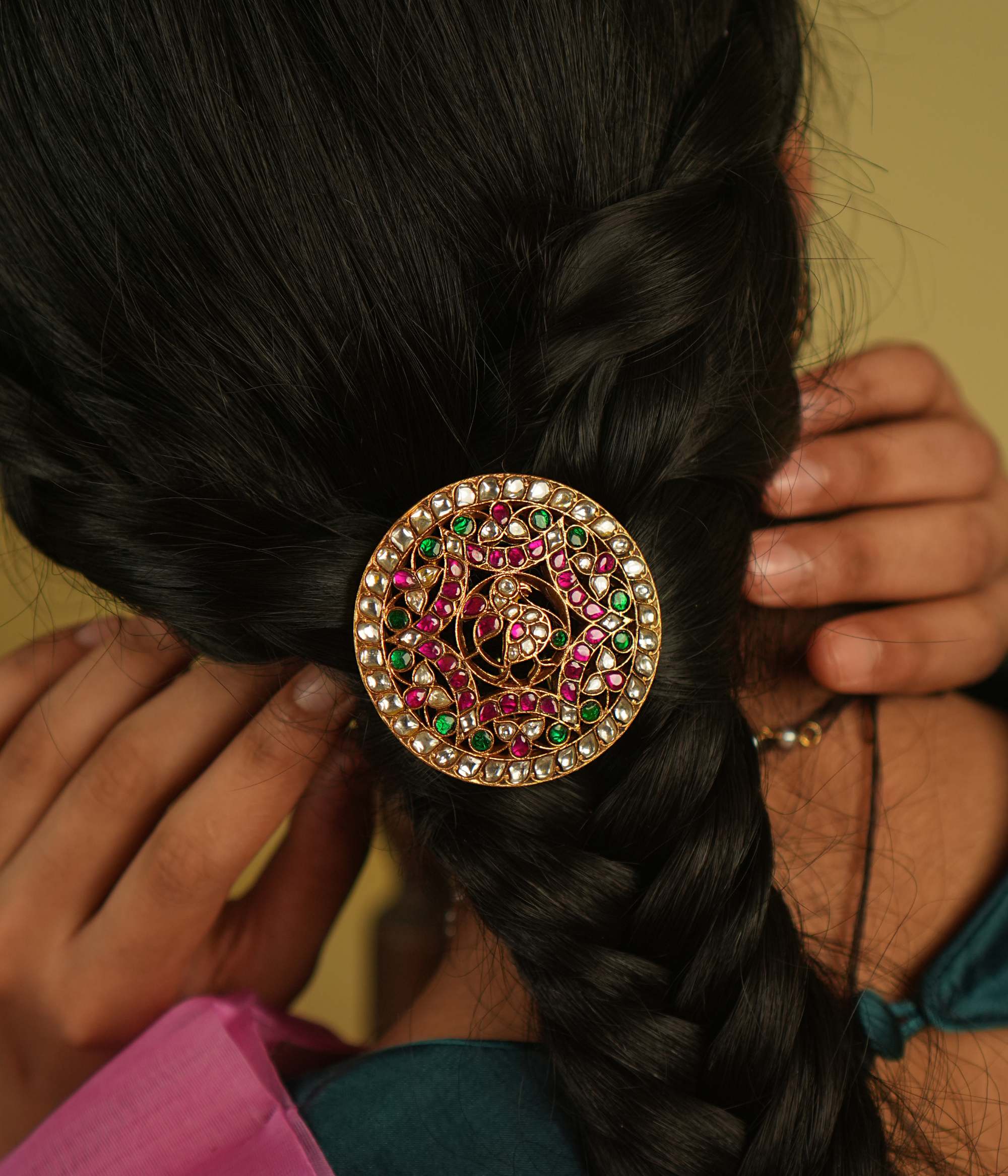 Traditional Indian Hairpin Design with Kundan Stones – DivasMantra
