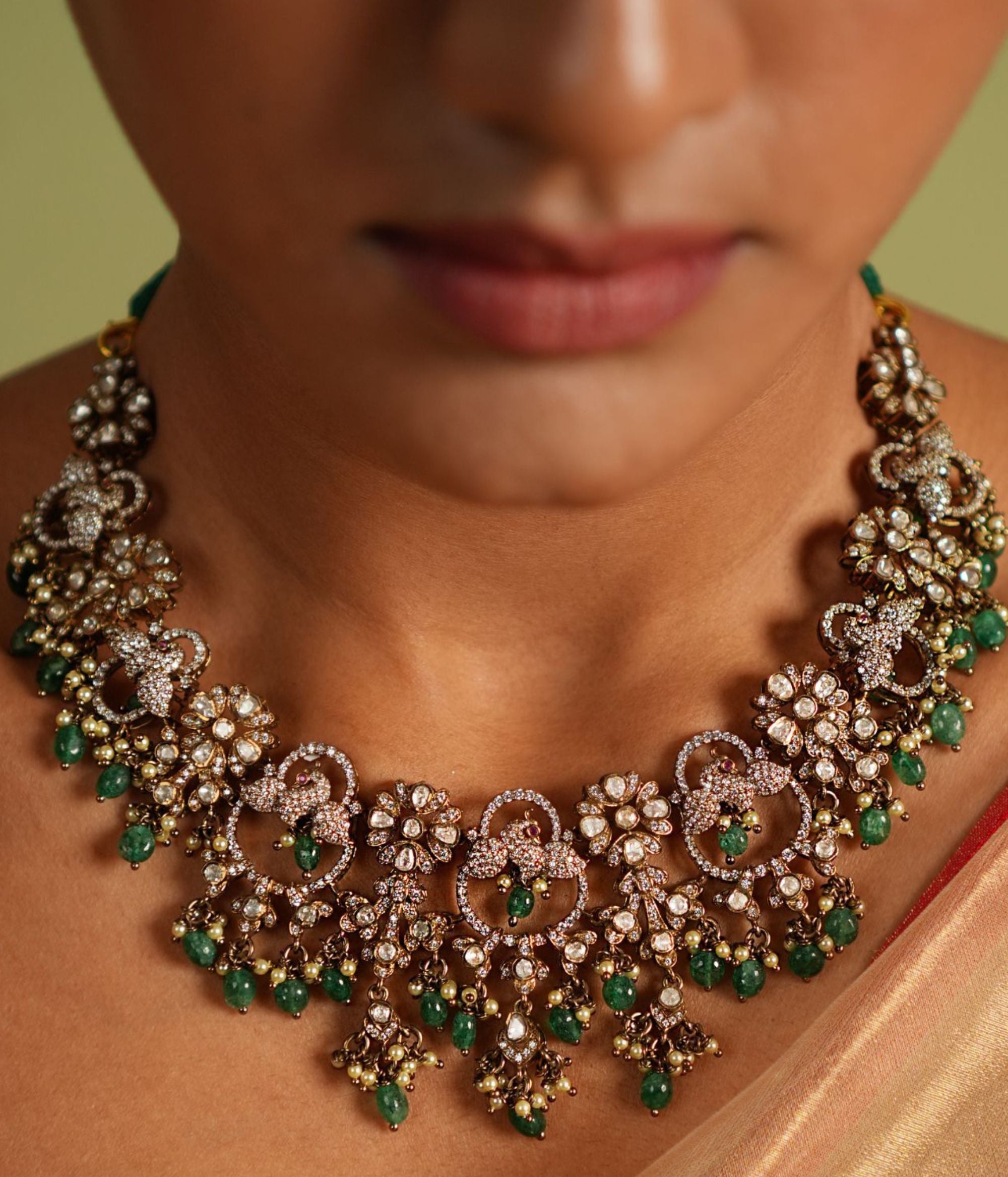 Handcrafted Bhavyam Necklace with Attached Rope Backfor special occasions.