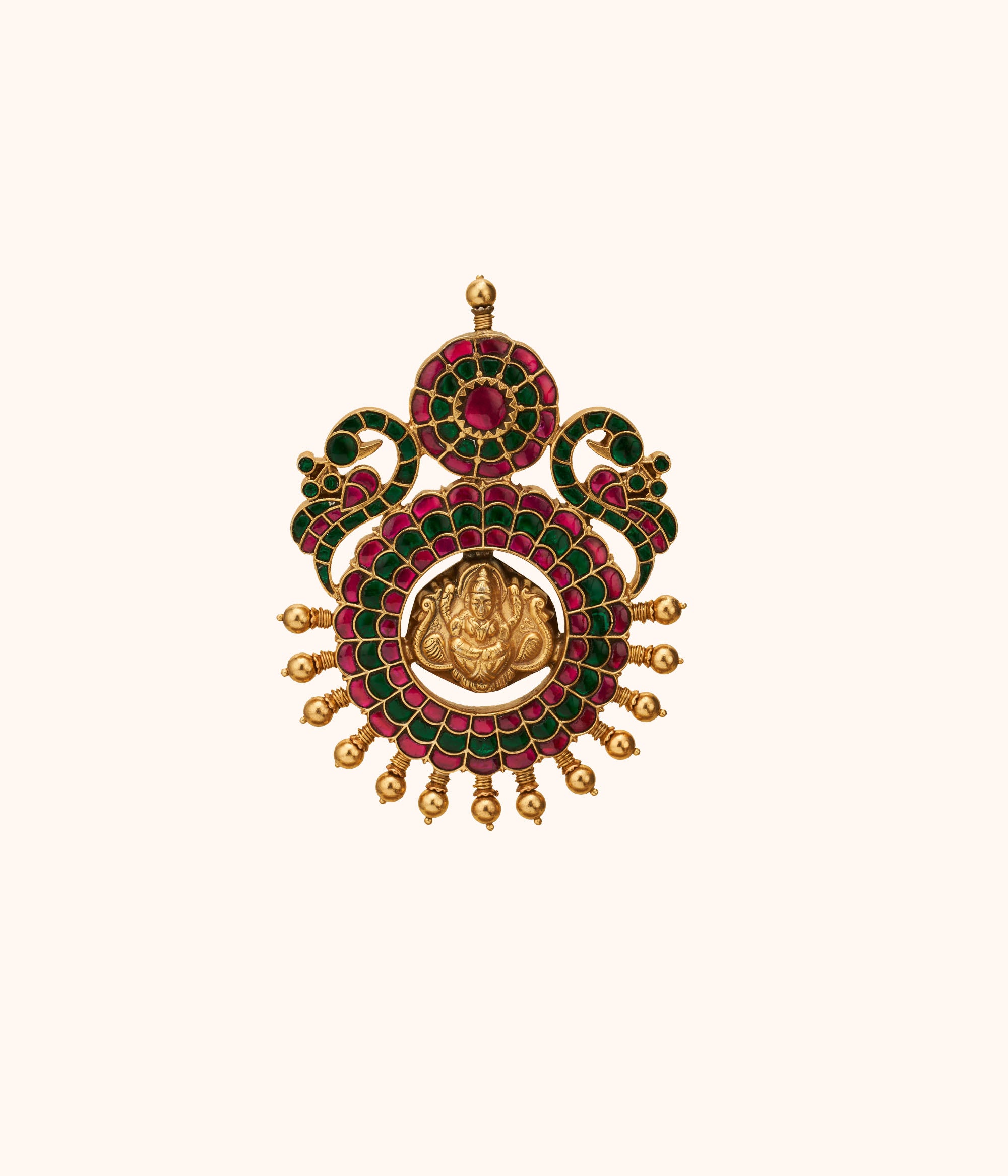 Handmade Silver Pendant with Kundan Stones – DivasMantra