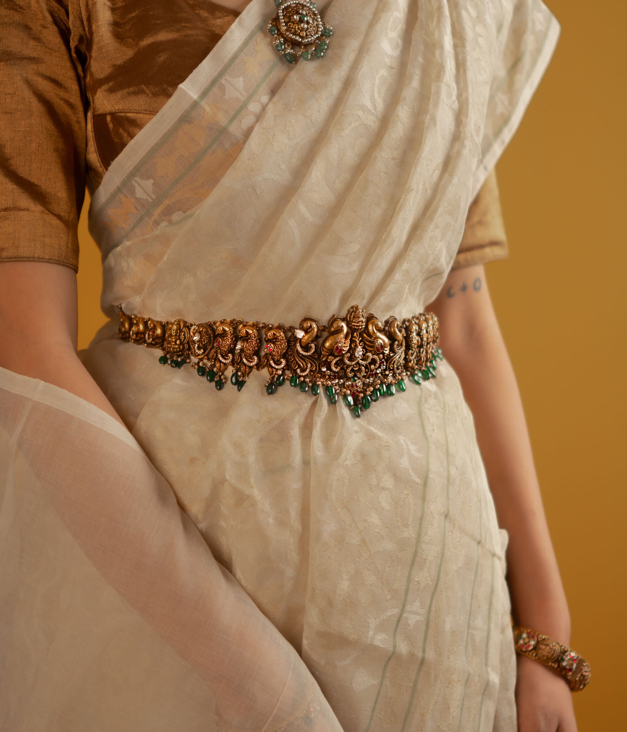 Bridal Hip Belt in 92.5 Silver with Bead Detailing