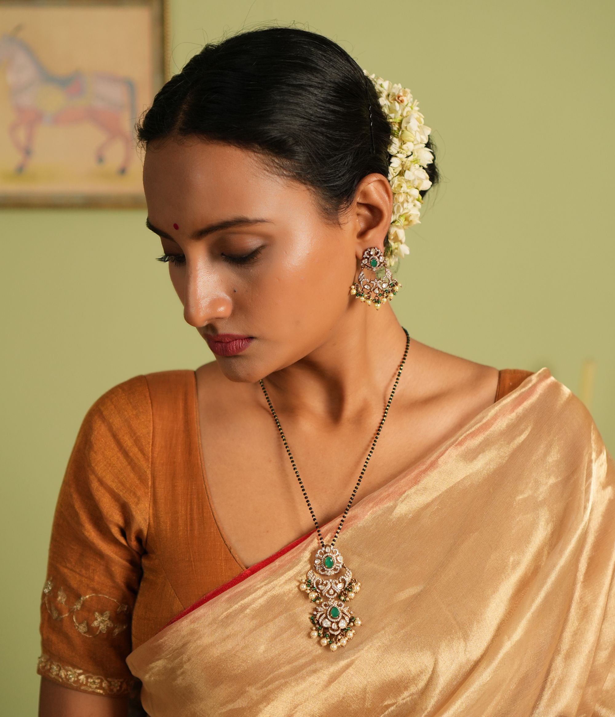 Handmade CYANN Earrings with CZ and Polki Stones