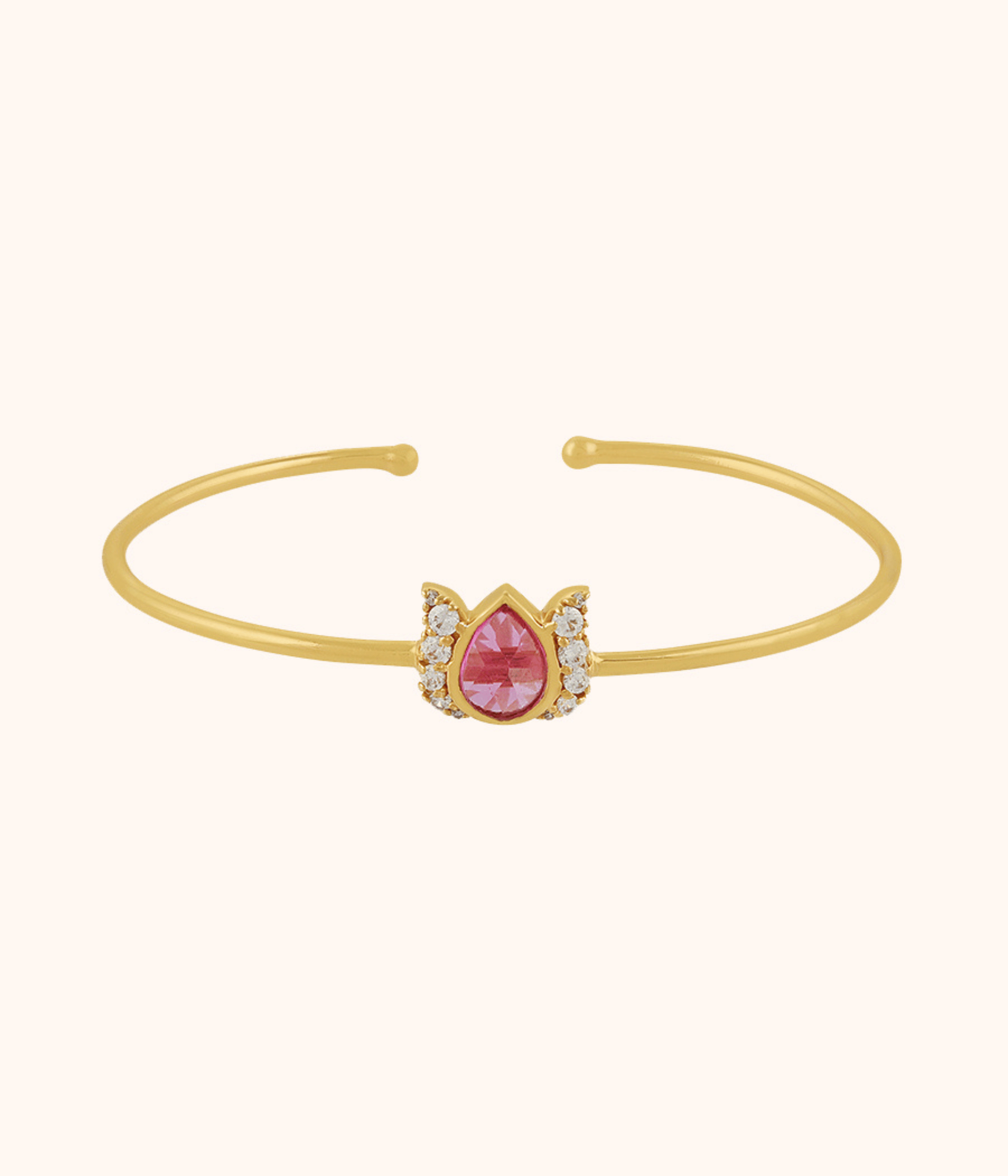 Feminine Silver Bracelet with Pink Stone Accents