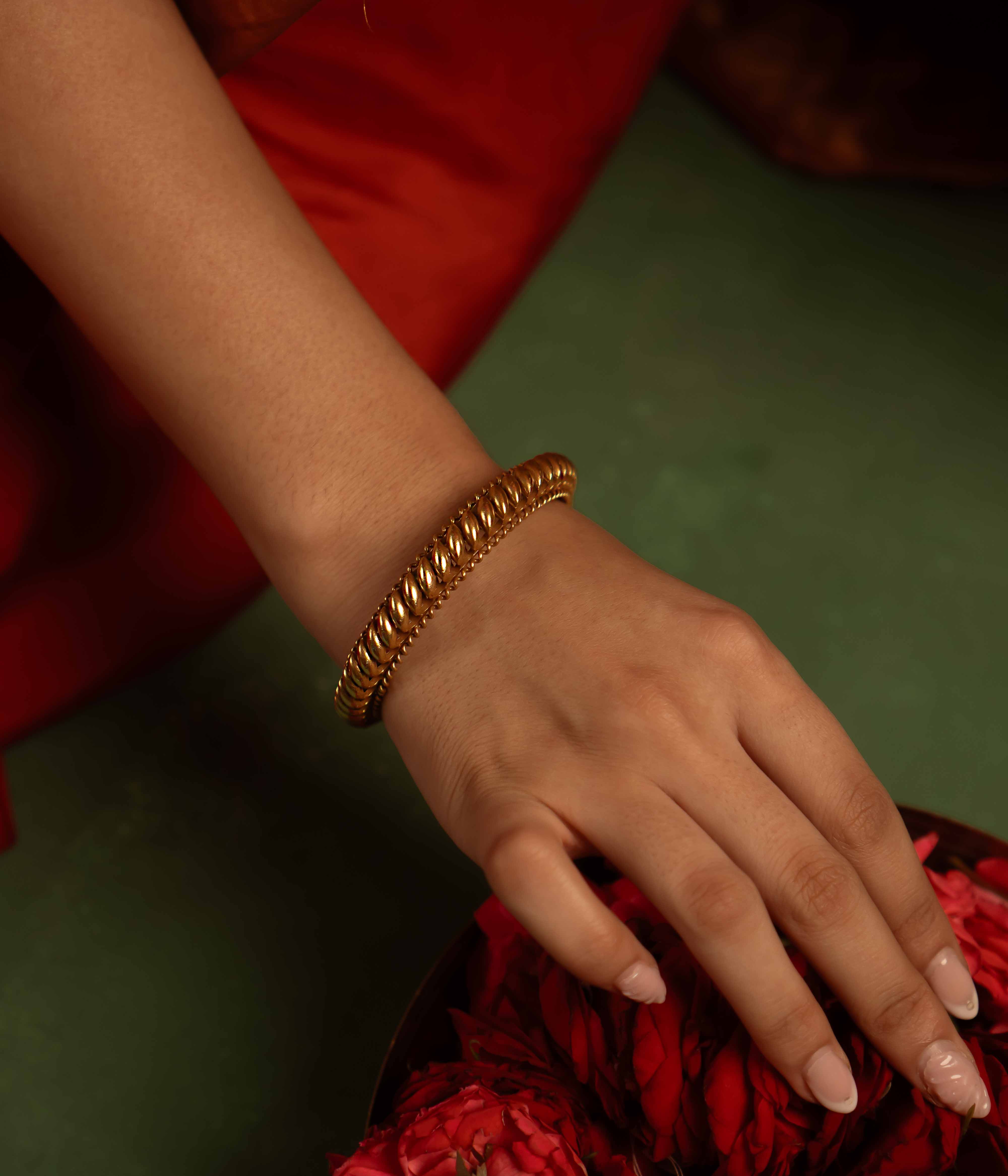 Handmade Gold Plated Silver Bangle with Screw Fastening