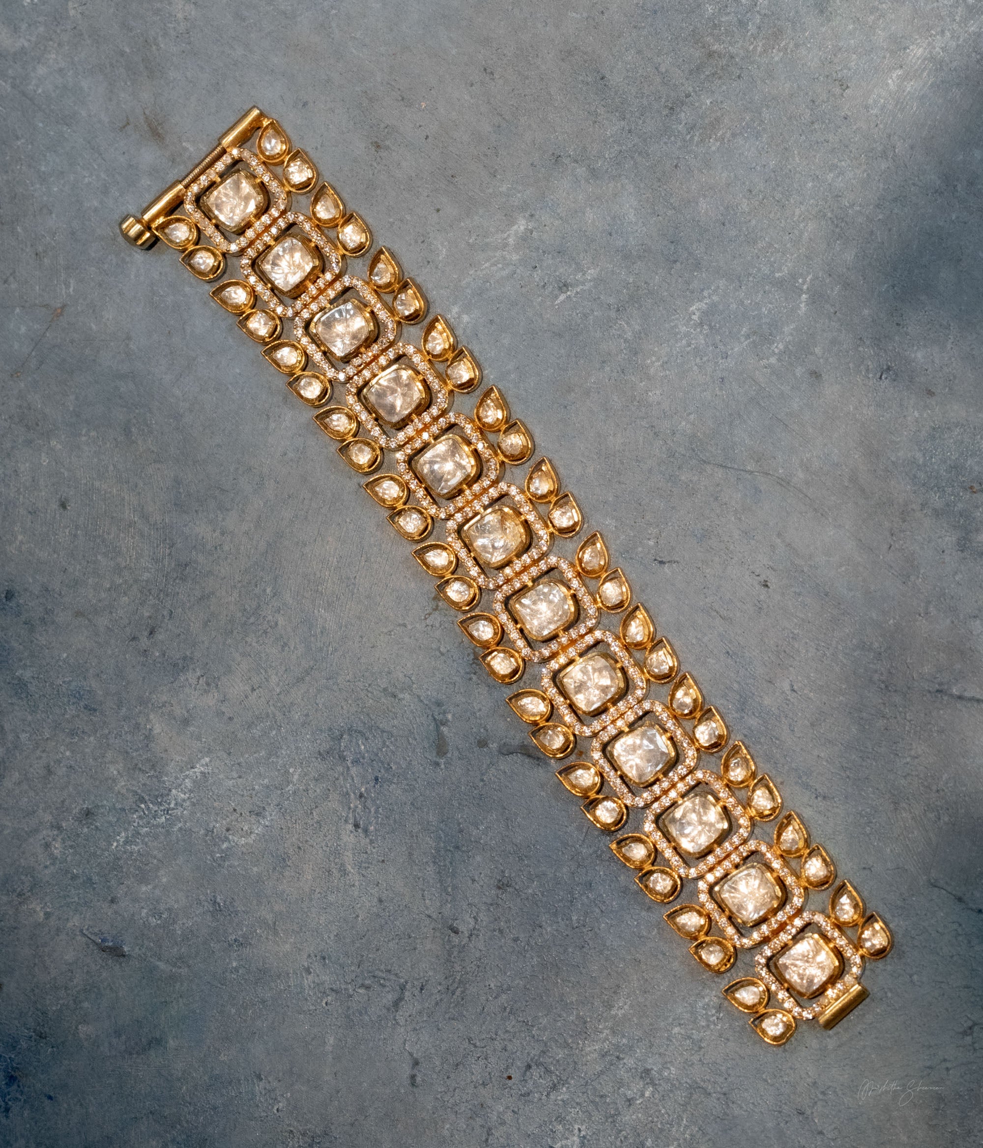 Chandra Polki Bracelet in 92.5 Silver with Gold Plating