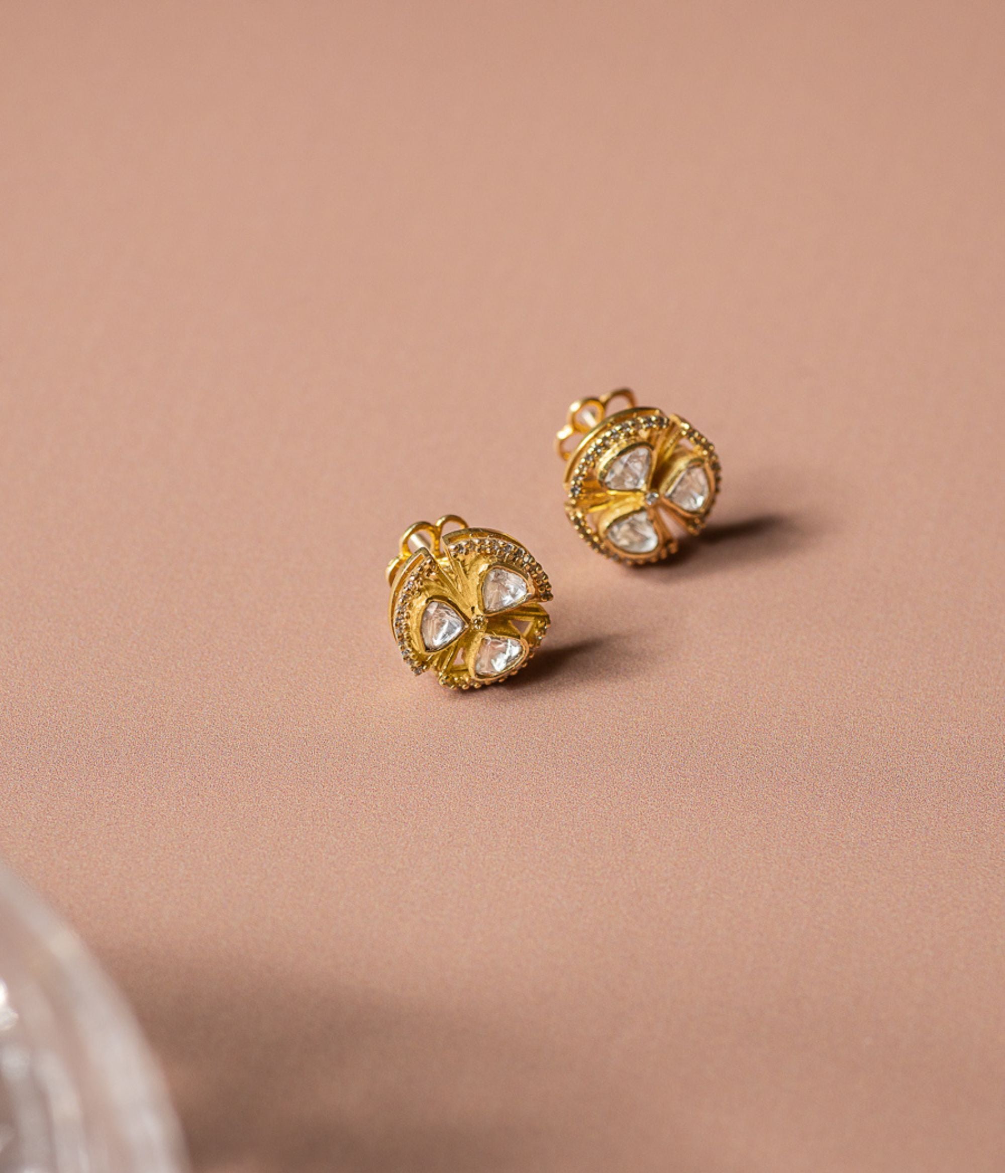 Polki CZ Silver Studs for Daily and Occasion Wear