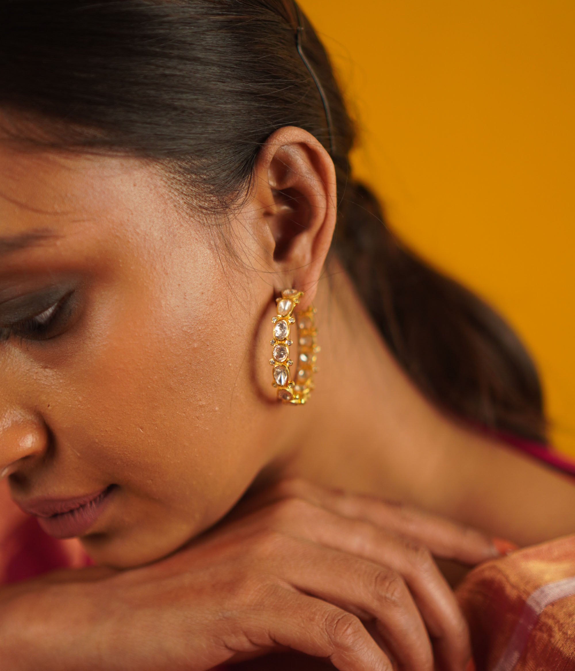 Gold Plated Moissanite Earrings with Bombay Screw Fastening