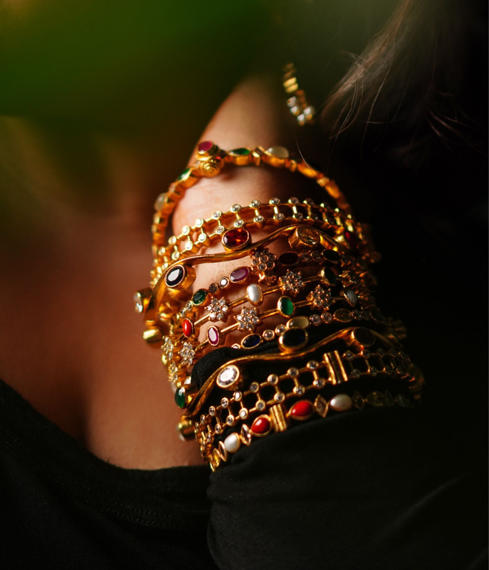 Colourful Navratna Bangle in Insert Design