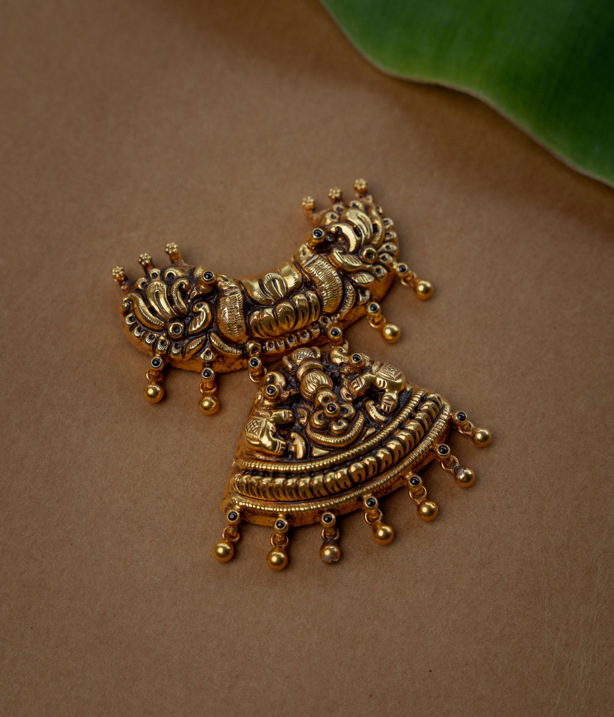 Temple Pendant with Red Spinal Stone, themed around Lotus.