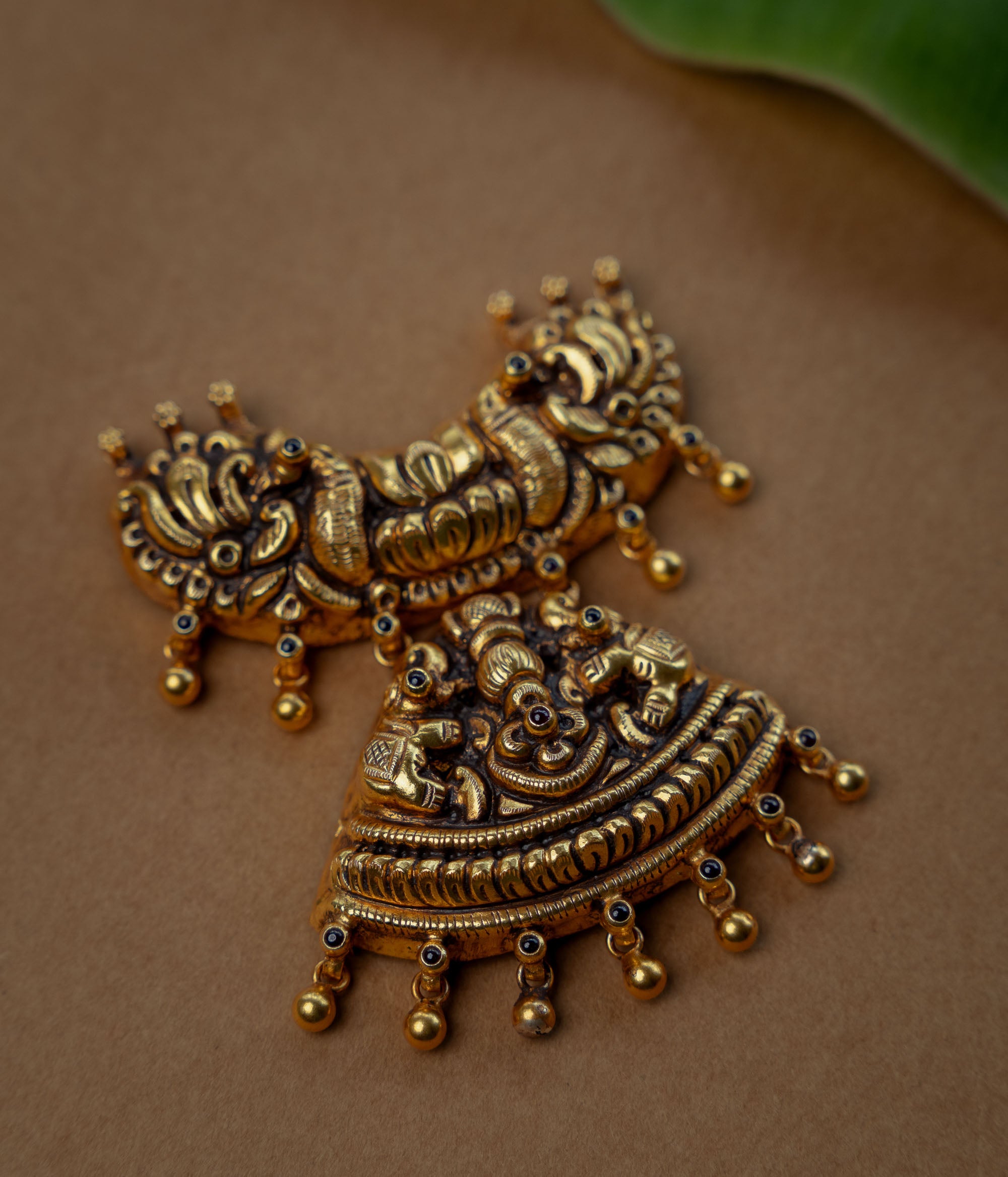 Temple Pendant with Red Spinal Stone, themed around Lotus.