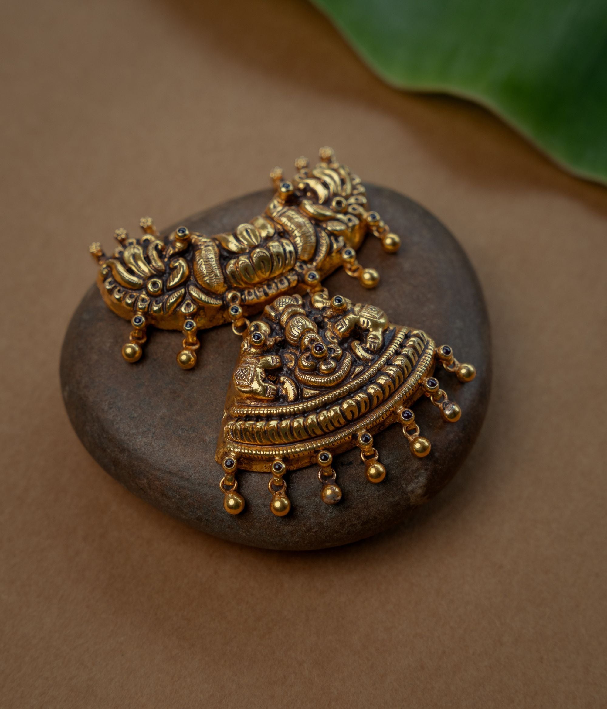 Temple Pendant with Red Spinal Stone, themed around Lotus.