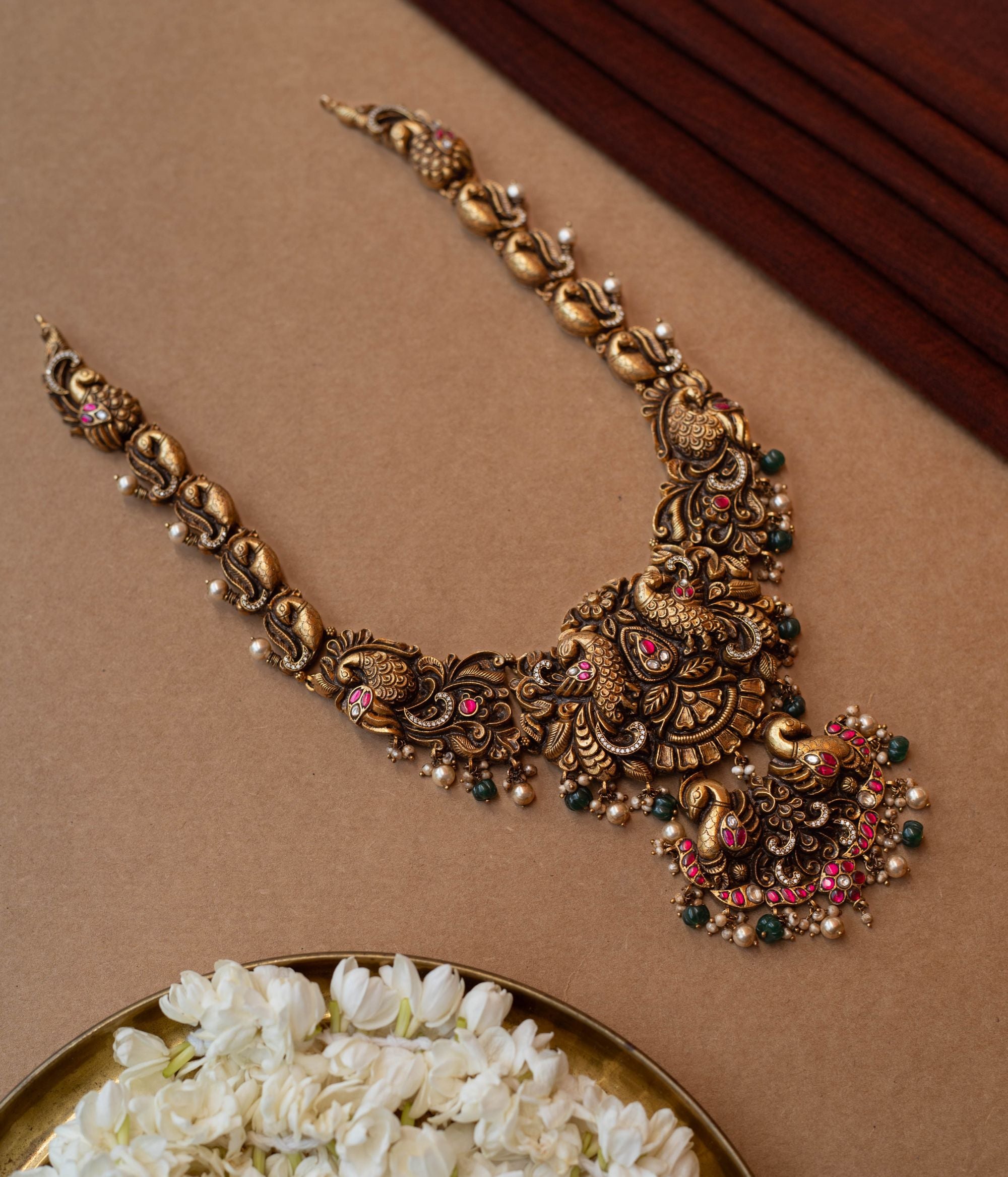 Rakni Necklace in 92.5 sterling silver with traditional kundan detailing and handcrafted design