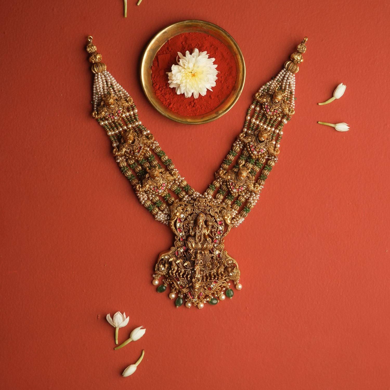 Hridya Temple Yoke Necklace Handmade 925 Silver 22ct Gold Plated Chennai