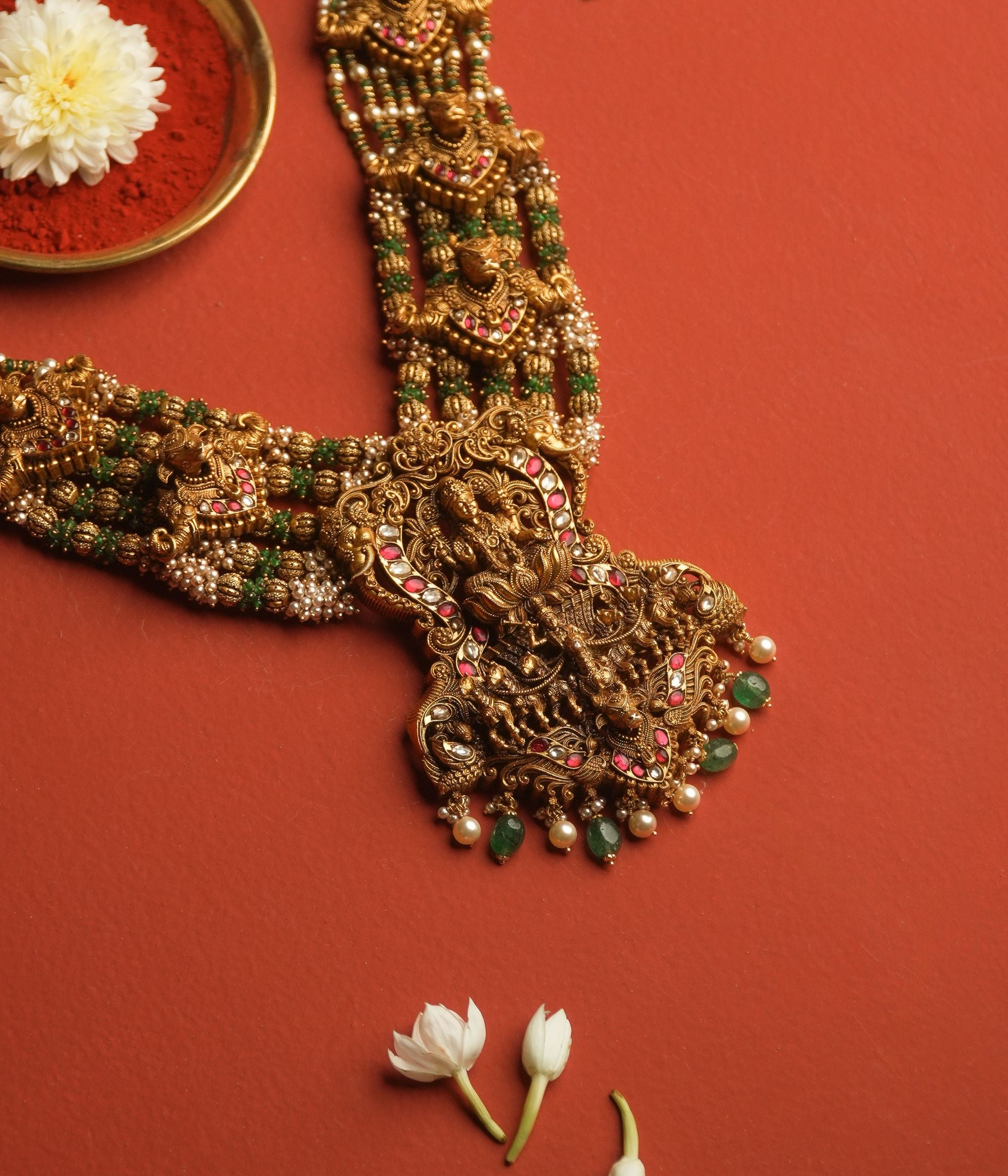 Handmade Hridya Yoke Necklace 925 Silver Gold Plated Jewelry