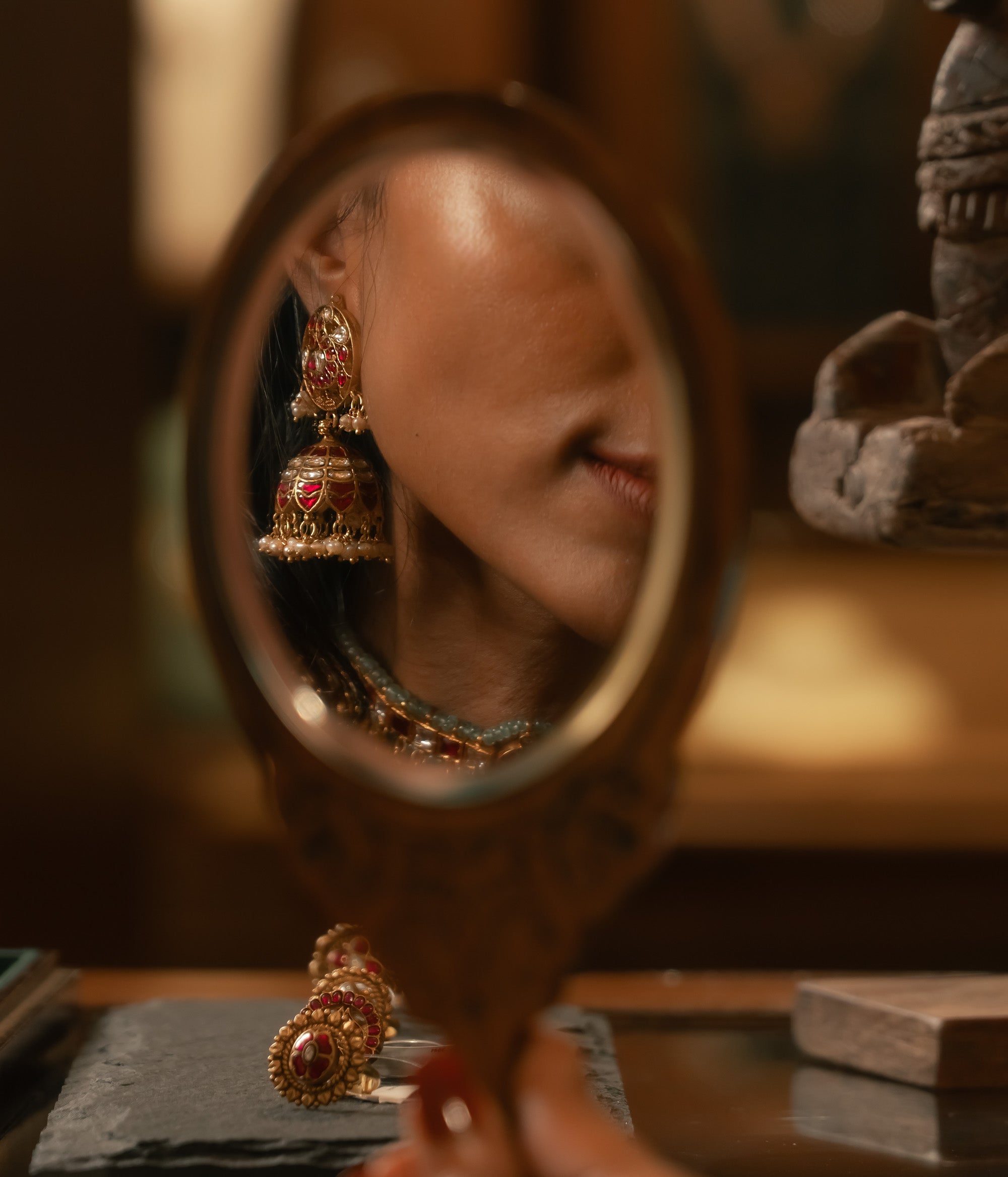 Mayura Exquisite Peacock Kundan Jhumka